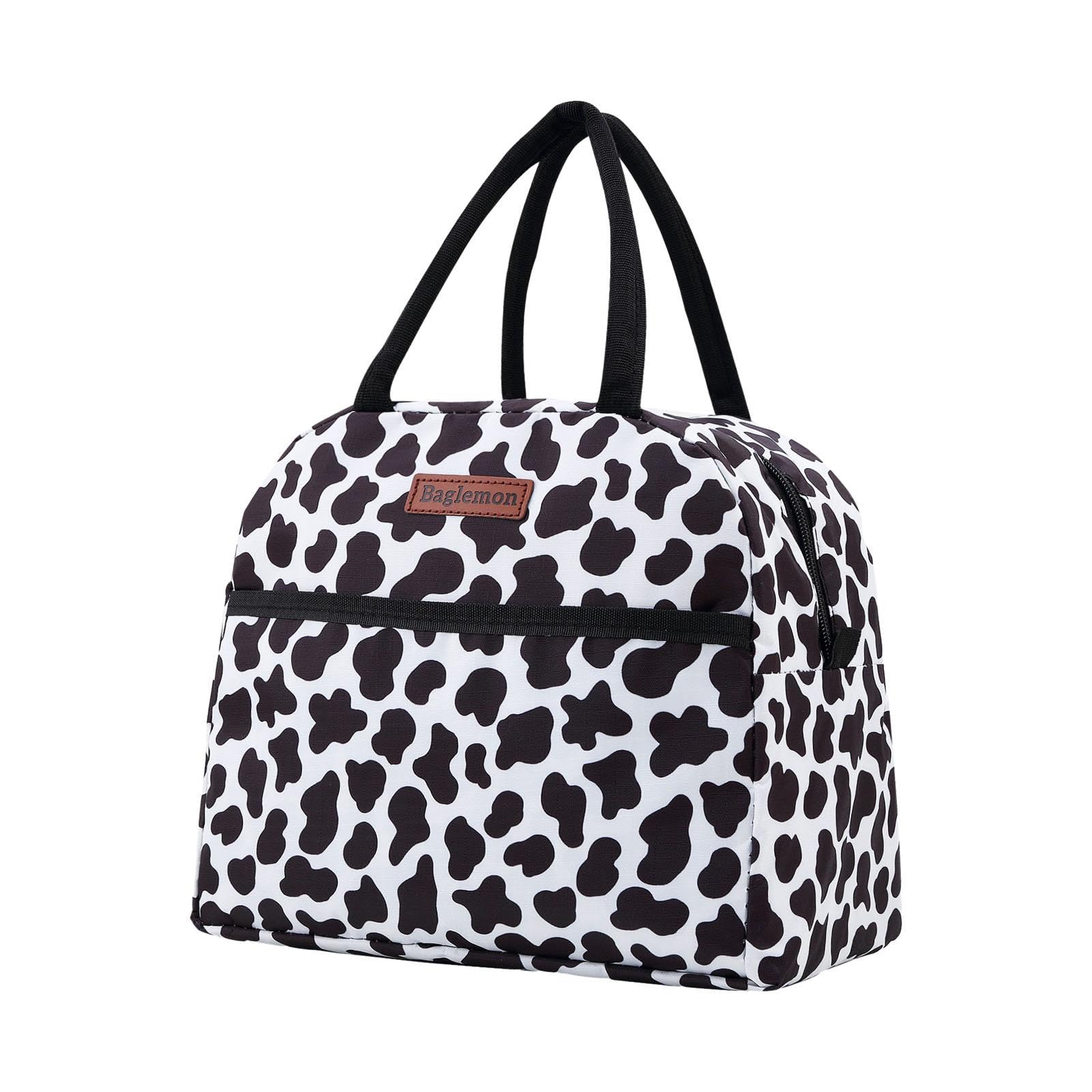 Insulated Cooler Bag Portable Food Delivery Handbag for Outdoor BBQ Outgoing Cow Pattern-image-46