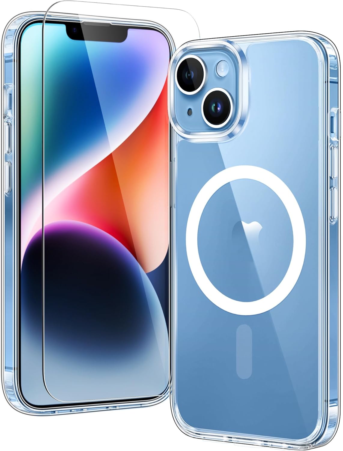 FNTCASE Clear iPhone 13/14 Case – Military Grade Drop Protection & Anti-Yellowing, Shockproof Bumper