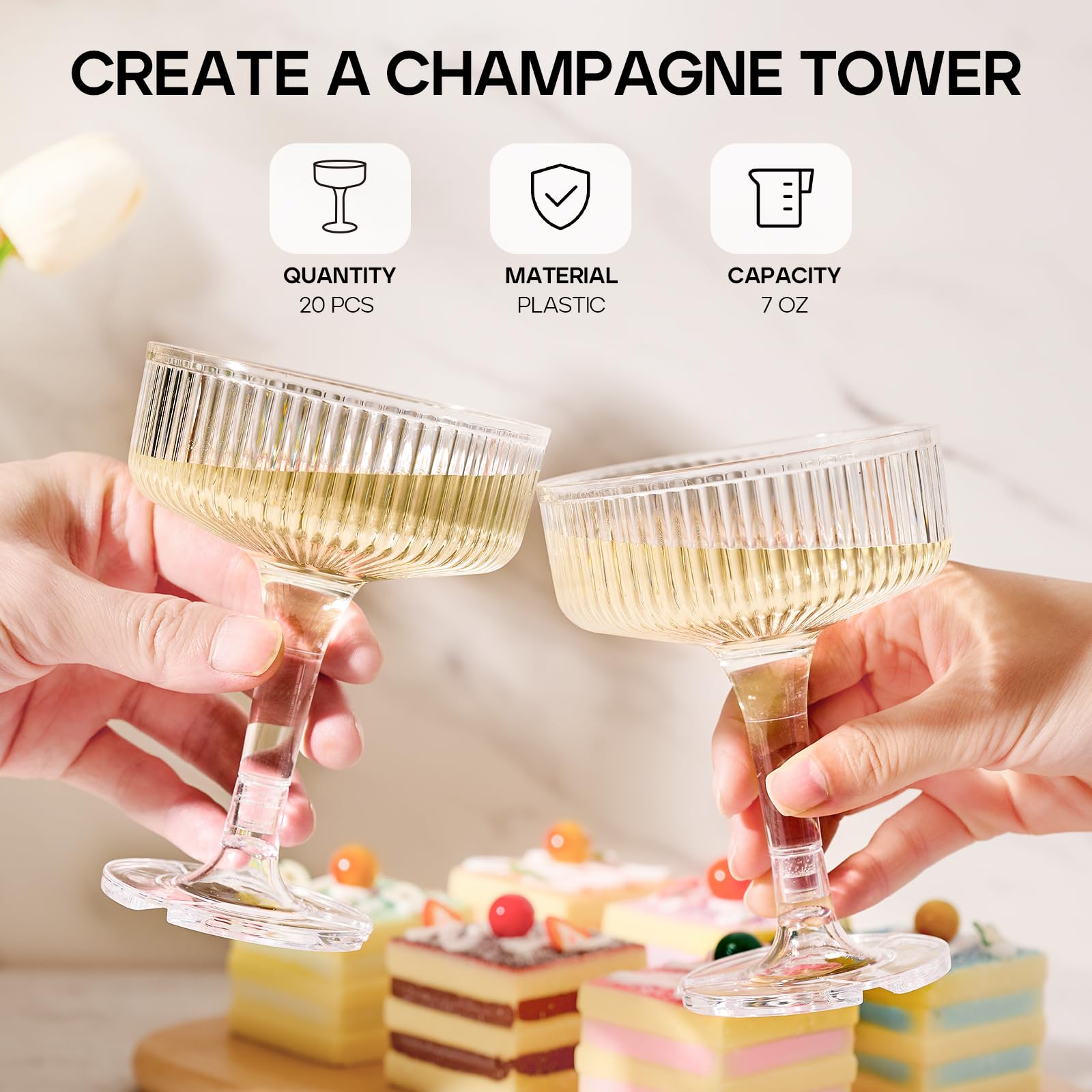 Amazon.com | DORONAN 20 Pack Plastic Champagne Tower, 7oz