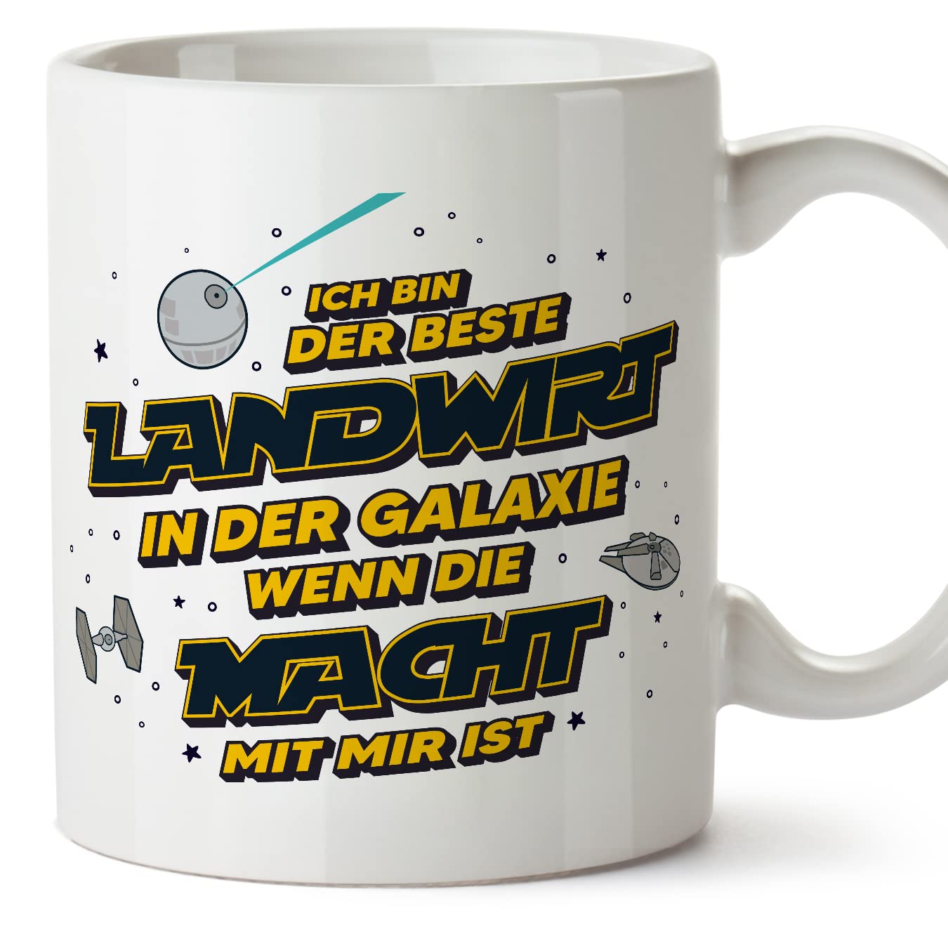 MUGFFINS Farmer Man Mug - in German - Die Beste Der Galaxie Wenn Macht - Funny Gift for Colleagues - Ceramic 11oz Mug