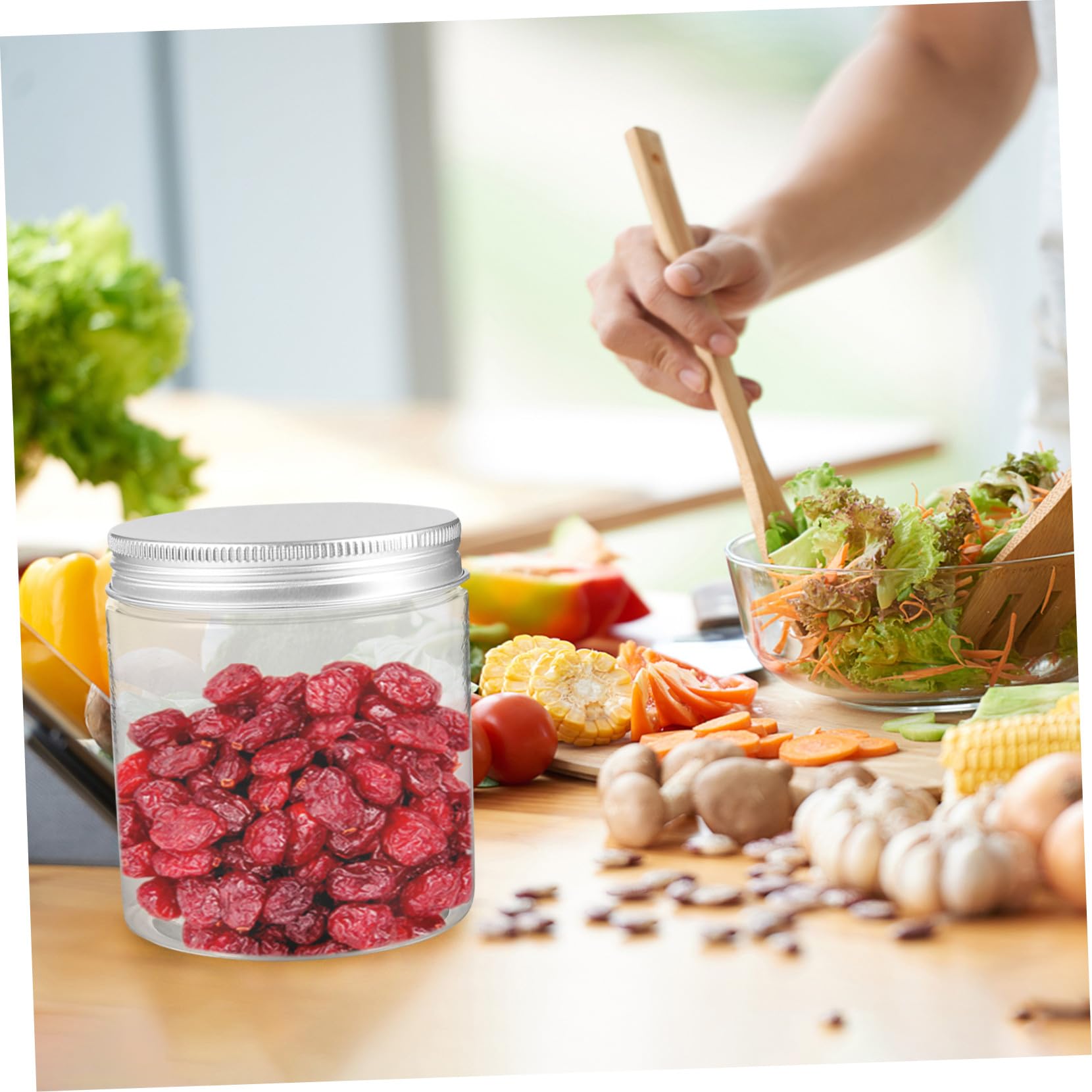Gatuida 12piezas Frascos de Plástico para Almacenar Transparente Tapa de Aluminio Organizadores de Cocina Recipientes para Refrigerios Contenedor para Alimentos de Cocina