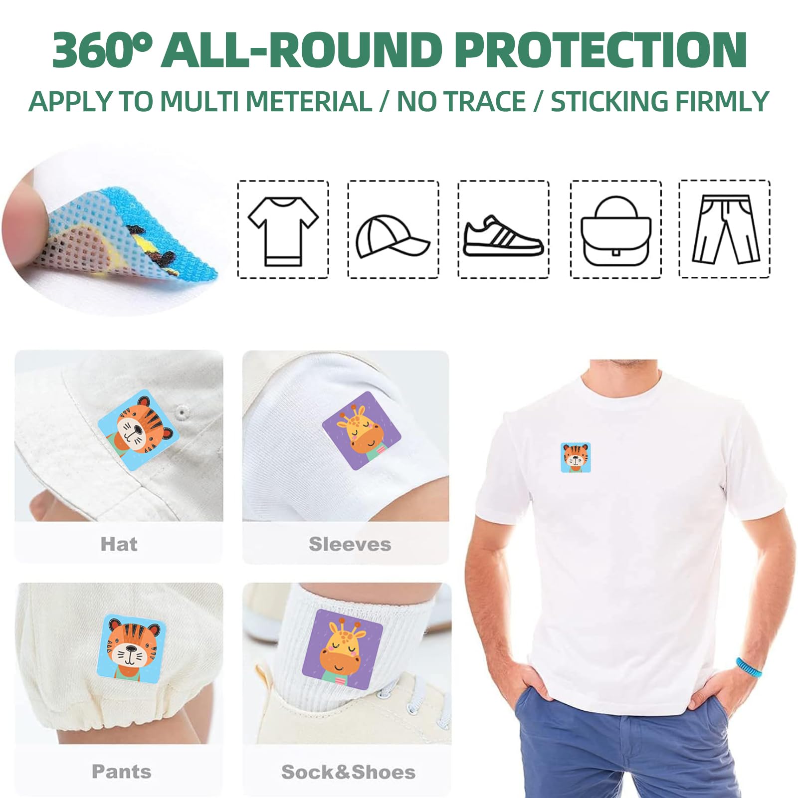 60 Parches Antimosquitos con Diseño Infantil, Pegatinas Repelente de Mosquitos de Dibujos Animados, Ideal para Acampadas, Senderismo y Aire Libre (Animales) — view 5