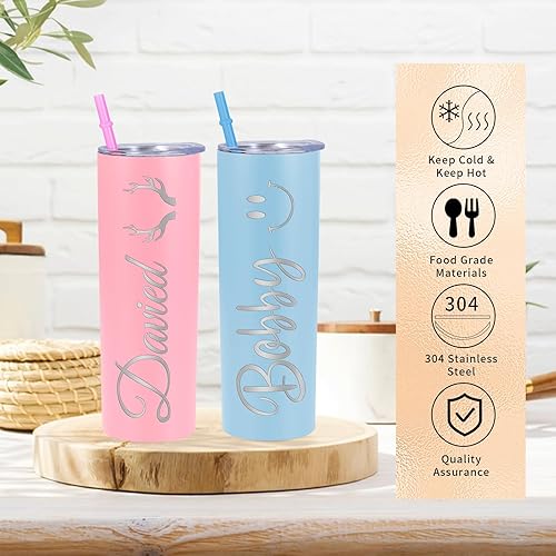 Miniatura 3 de Vaso personalizado con nombre grabado, regalo de Navidad, Día de San Valentín, para ella y él, tazas personalizadas de acero inoxidable, taza Trvel