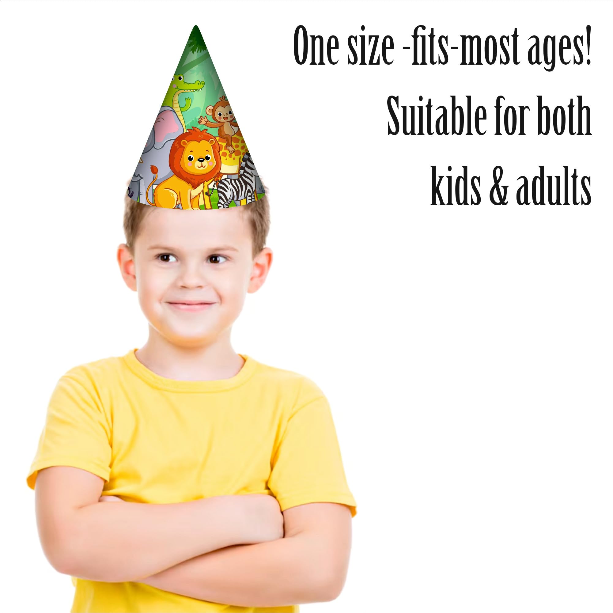 Party Baazaar Jungle Caps for Theme Party | Animal Theme Caps for Girls & Boys | Birthday Cap for Kids | Safari Party Caps for Birthday Decorations (Pack of 10) 2