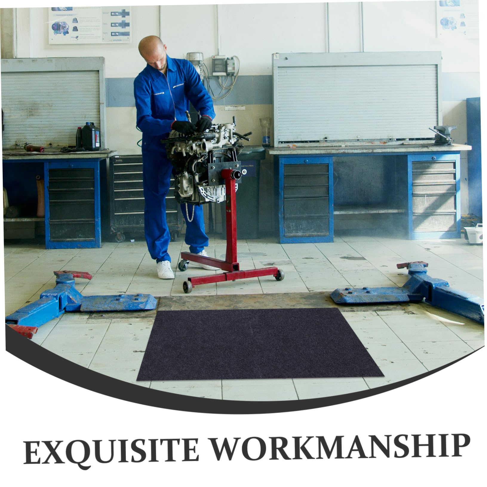 Tapis de Garage Imperméable 91,5x122cm, Feutre Lavable et Résistant à L’Huile, pour Entretien Voiture et Sol de Garage