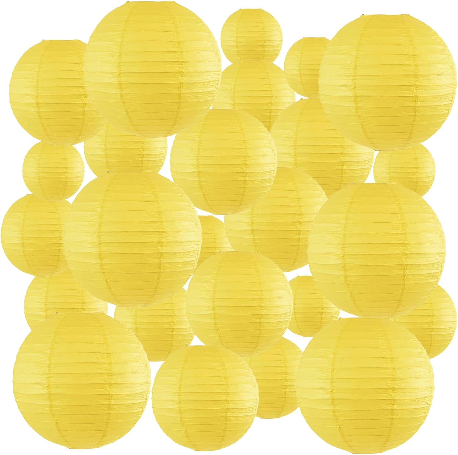 24Pcs White Paper Lanterns Assorted Sizes (6" 8" 10" 12"), Round Chinese Japanese Hanging Paper Lanterns for Home Decor, Restaurant, Church, Wedding, Birthday, Christmas, Party Decorations