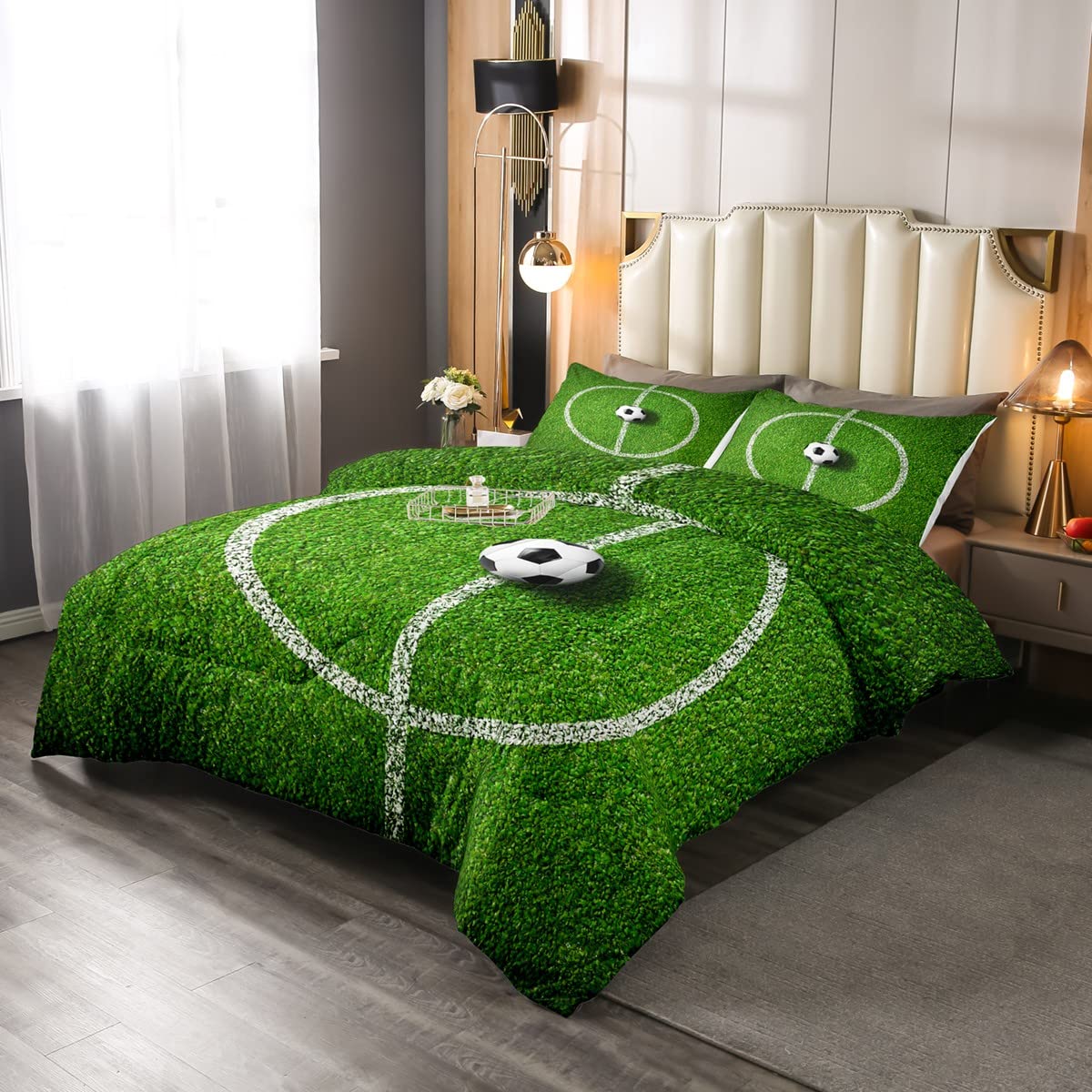 Set di biancheria da letto per bambini con palla da calcio e piumone per ragazzi campo da calcio competitivo set di biancheria da letto traspirante con piumone per sport e trapunta taglia