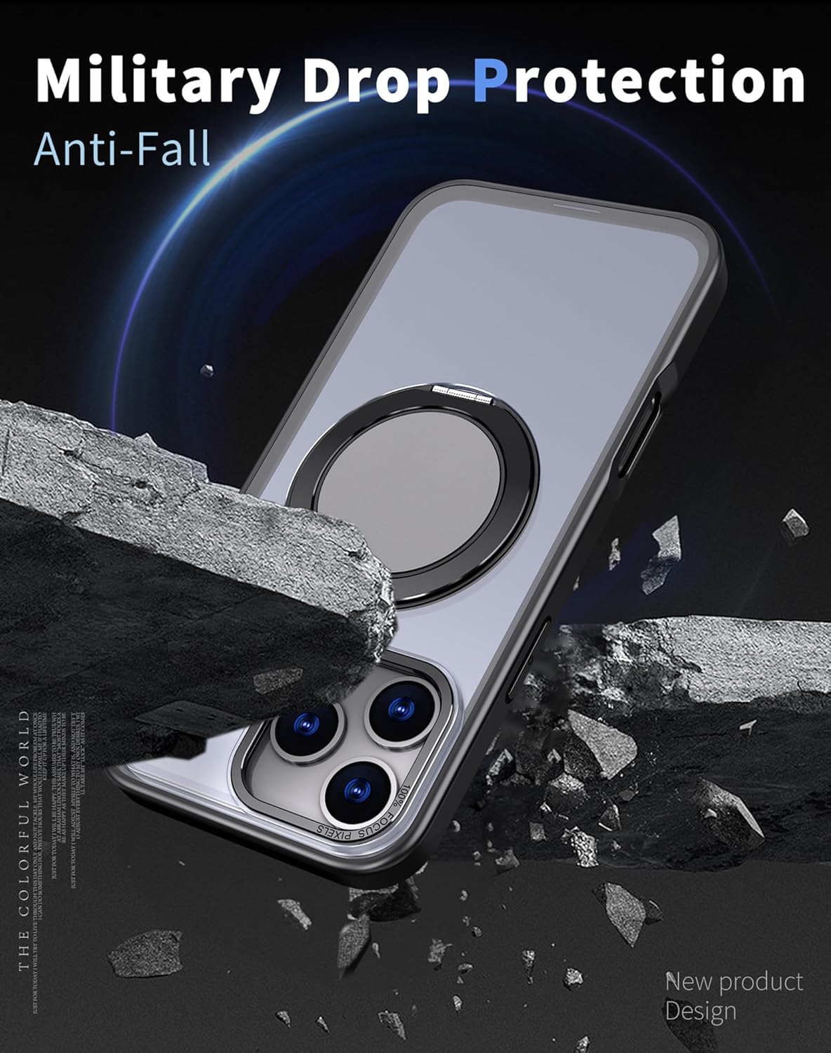 for iPhone 17 Pro Case, with 2 Tempered Glass Film, 360 Spin Magnetic Stand, Compatible with Magsafe, Military-Grade Drop Protection Case, Black - Image 6