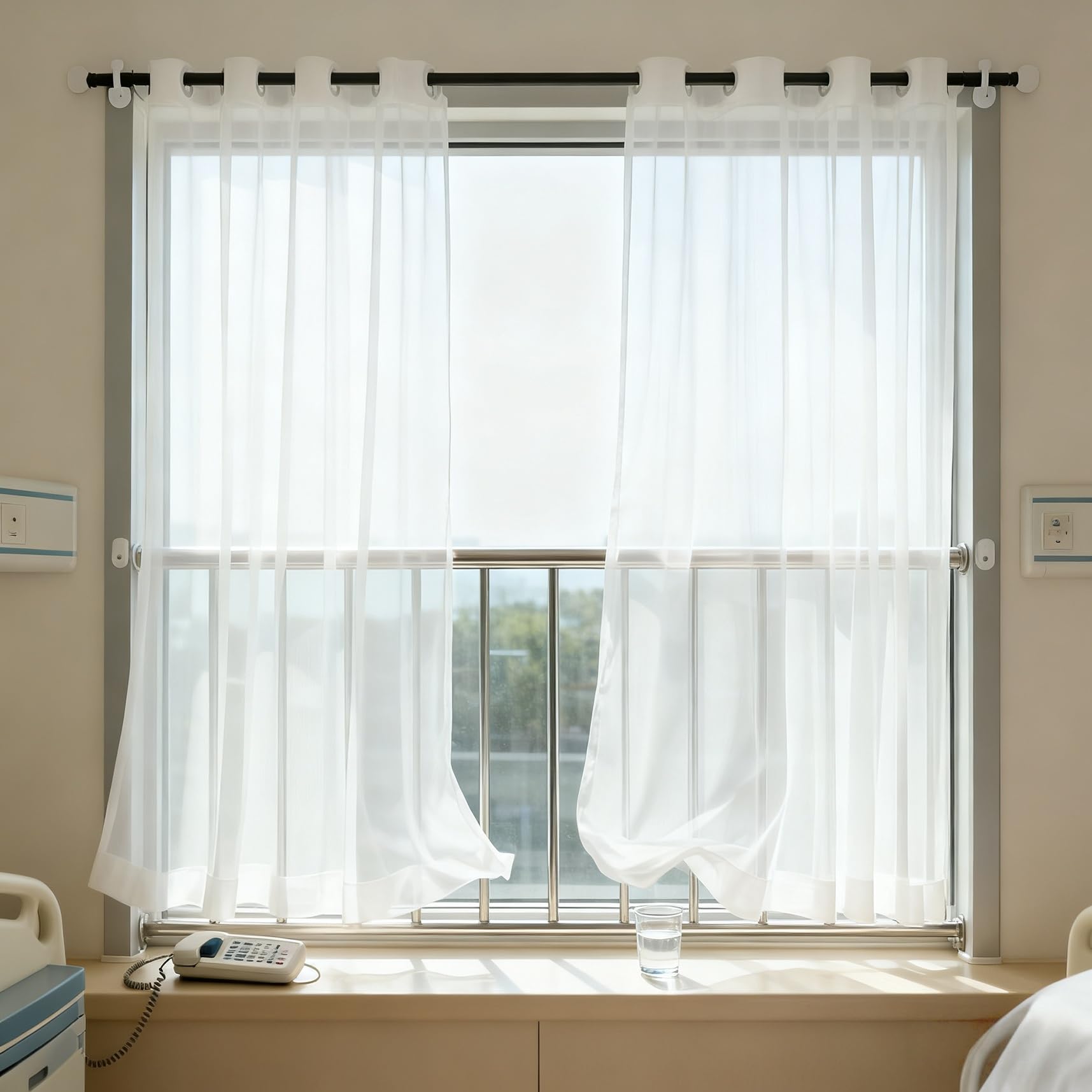 Voilage salon translucide 250 x 209 cm avec filtre lumière et rideaux thermiques blancs