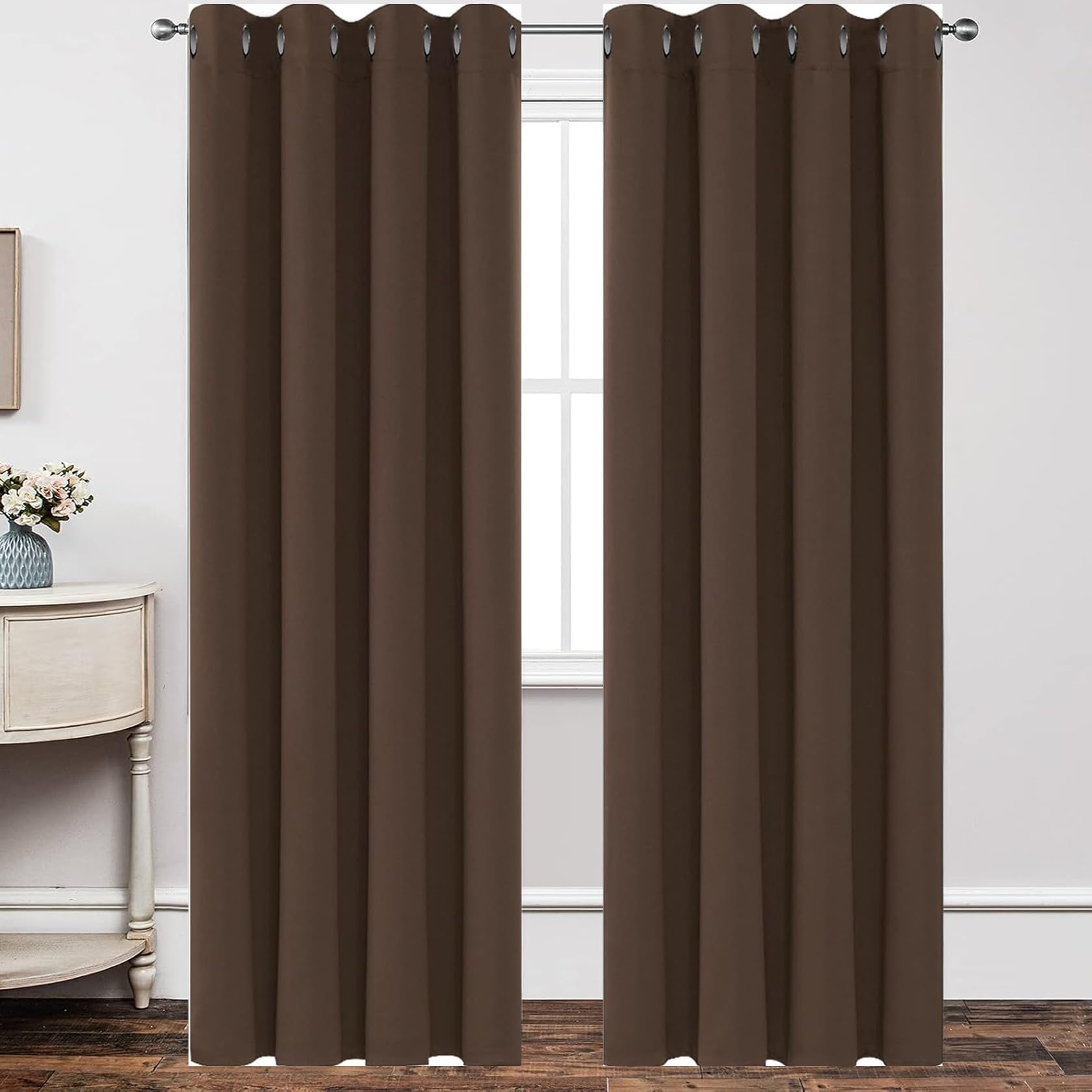 Rideaux pour chambre et salon design moderne couleur taupe occultant thermique 105 x 250 cm