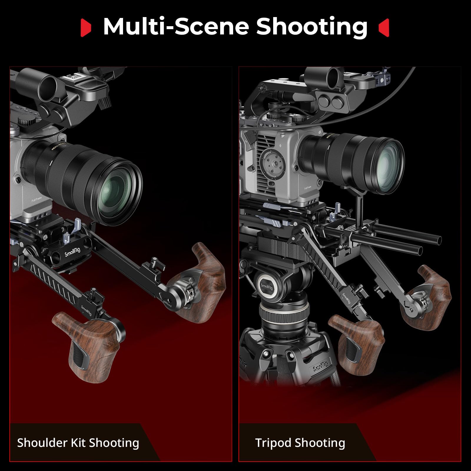 SMALLRIG Poignée Rotative Droite en Bois pour Rosace Arri, Capacité de Charge jusqu'à 15 kg / 33 LB, Réglage Flexible de la Position, Design Ergonomique et Antidérapant - 5193