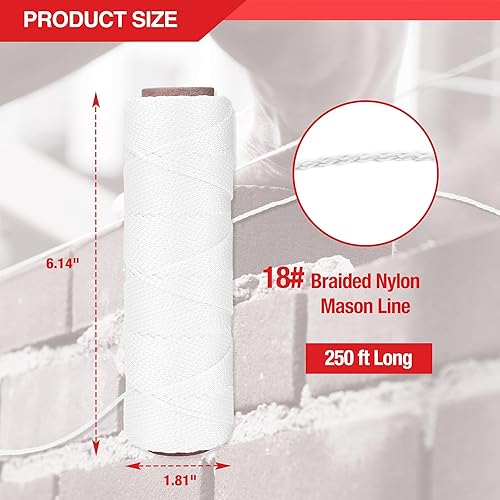 Miniatura 23 de Goldblatt Mason Line, cuerda de nailon trenzado #18 de 250 pies, perfecta para herramientas de jardinería o mampostería
