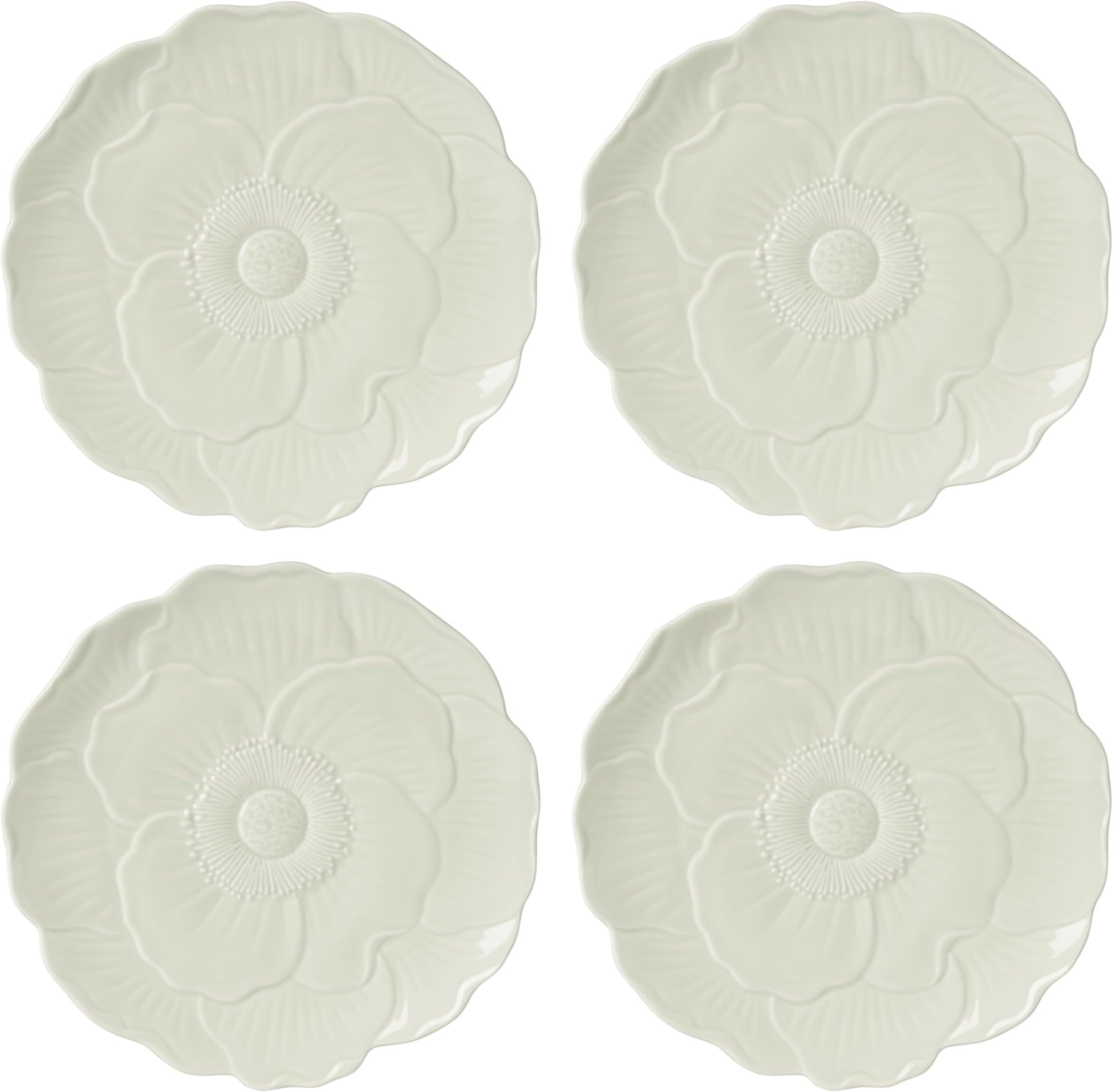 897161 Butterfly Meadow Floral Accent Plates, Green, Set of 4