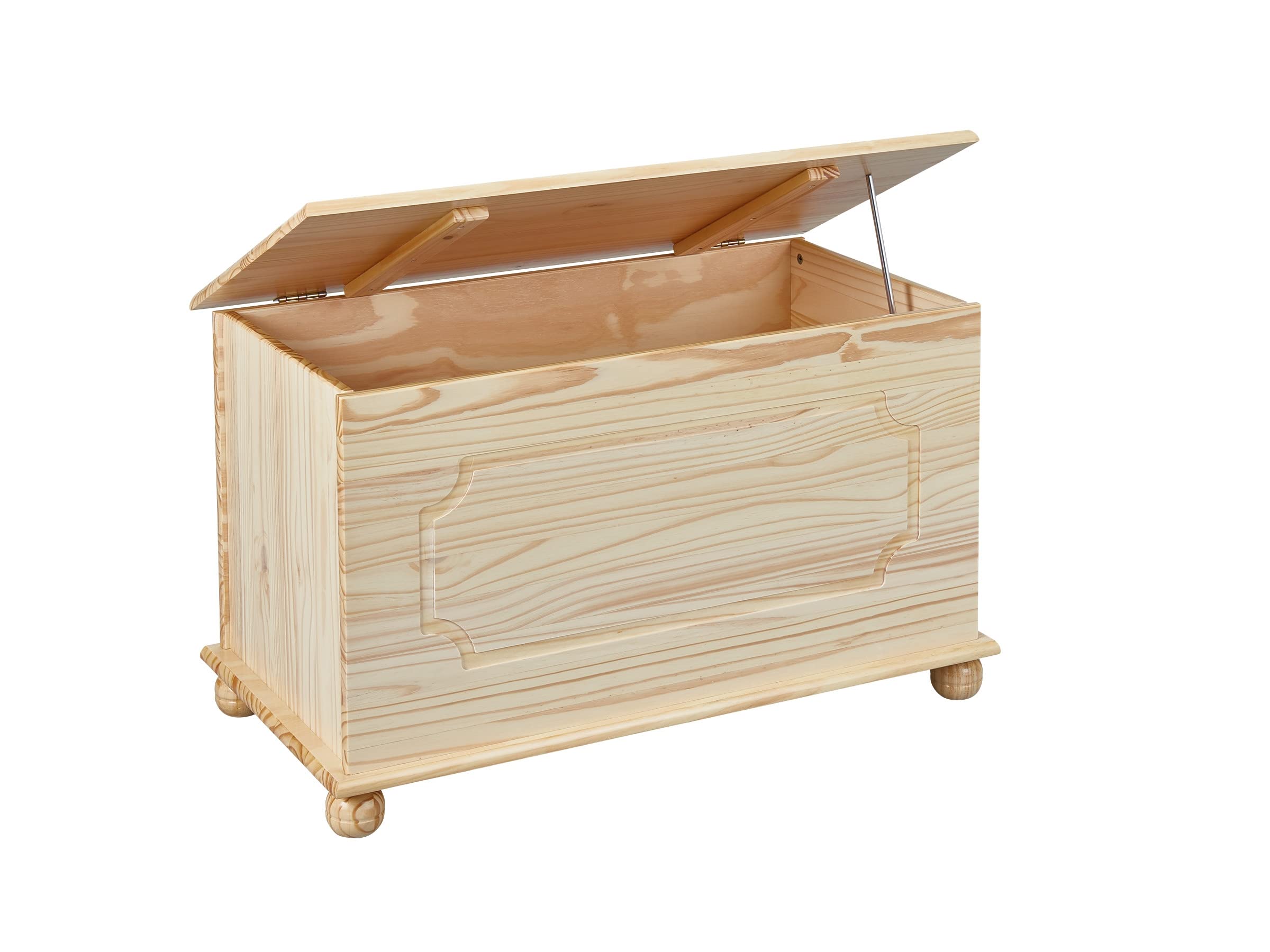 Inter Link - Baúl de madera maciza - Baúl de madera - Baúl de almacenaje - Banco de almacenaje con tapa abatible - Lacado natural - Emel