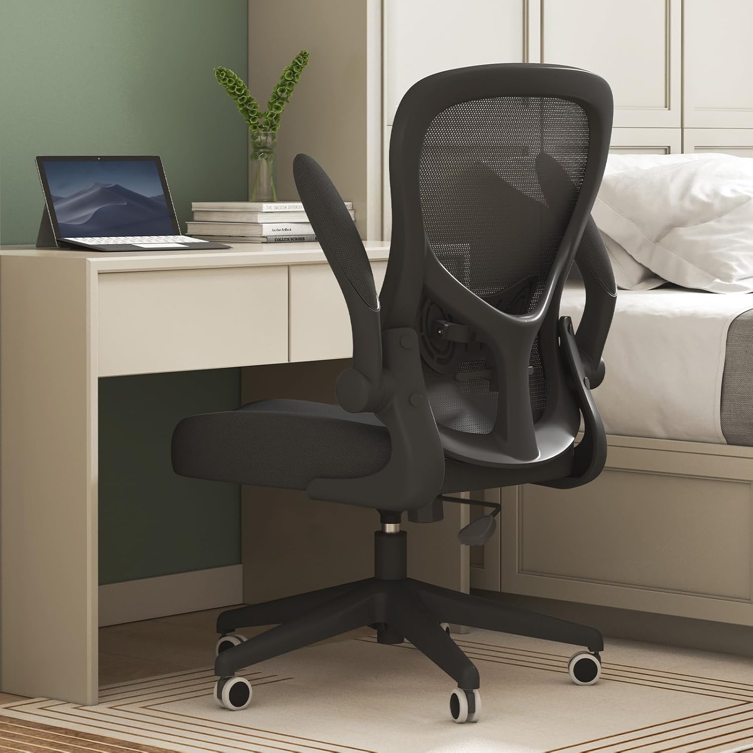 Hbada Office Chair Ergonomic Desk Chair Office Chairs with PU Silent Wheels Breathable Mesh Computer Chair with Adjustable
