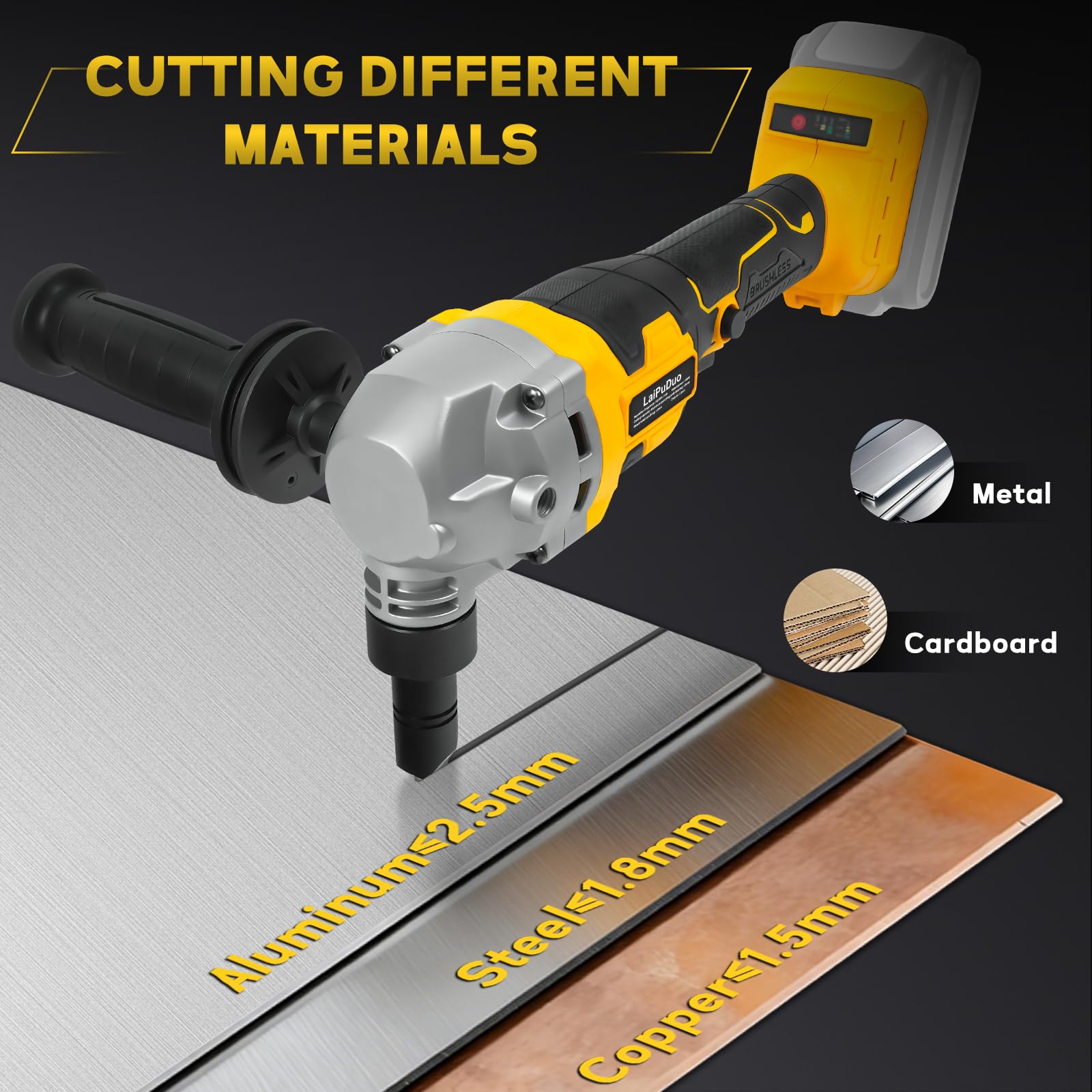Grignoteuse en métal sans fil pour batterie DeWalt 20 V, grignoteuse sans balais avec 3 vitesses, grignoteuse électrique en acier pour acier inoxydable, aluminium, 30 000 tr/min, sacs poussiéreux, 2