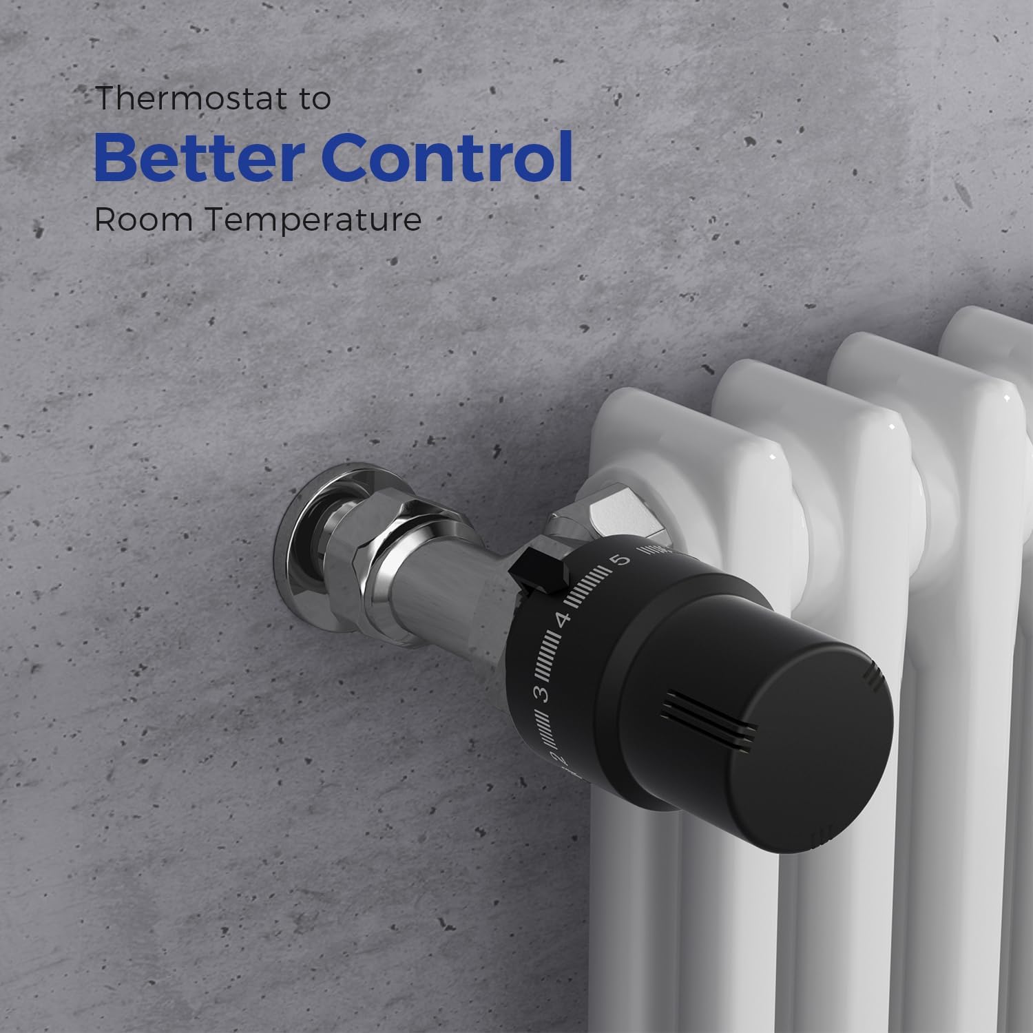 VANCOCO 4 szt. M30 × 1,5 mm głowica termostatu zawór grzejnikowy, termostat, zawór grzewczy, czarny, czujnik cieczy z pozycją ochrony przed zamarzaniem