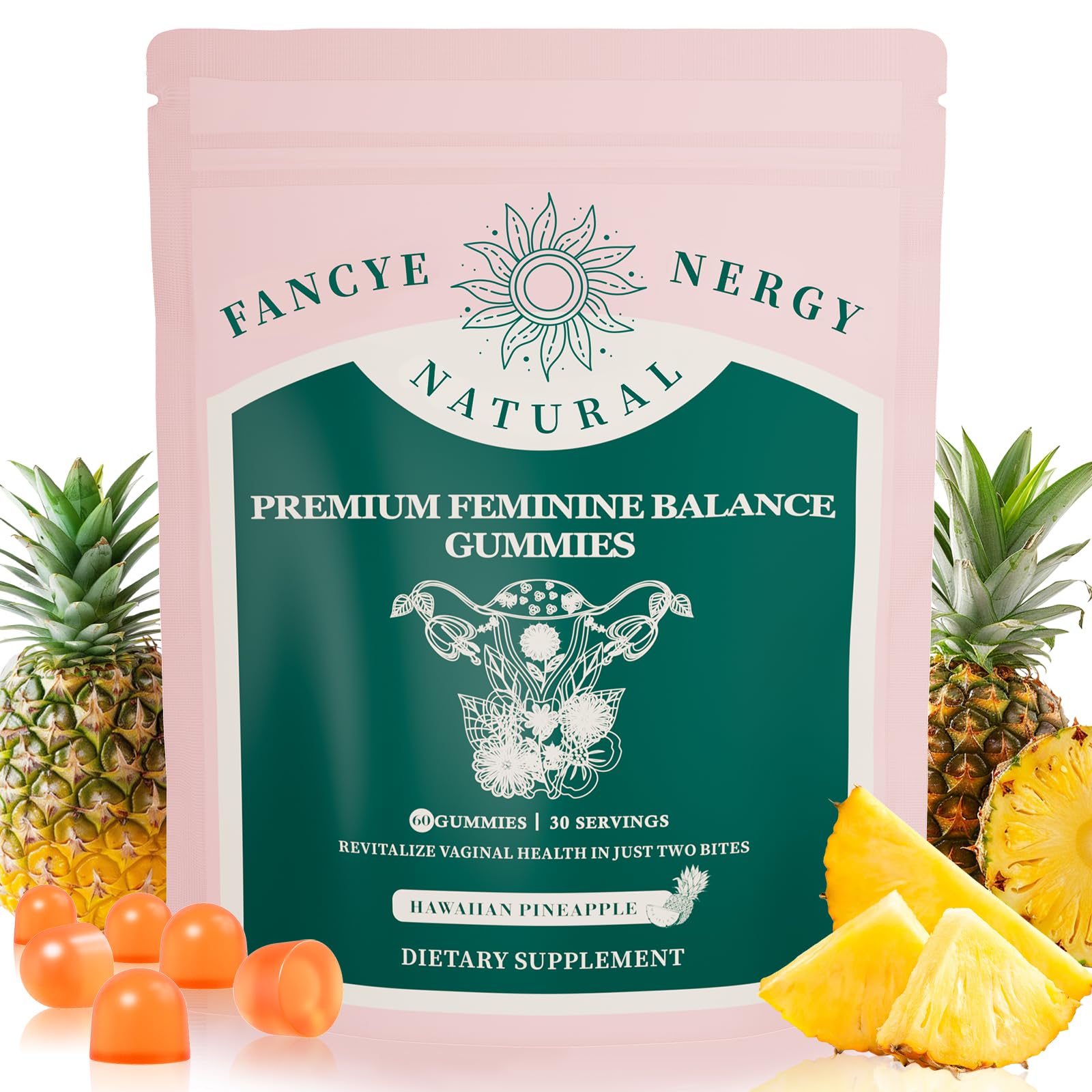 Premium Feminine Balance Gummies for Women’s - Hawaiian Pineapple Gummies for Women PH Balance Support - Delicious PH Balance for Women’s with Immune Support - Vegetarian Friendly - 60 Count