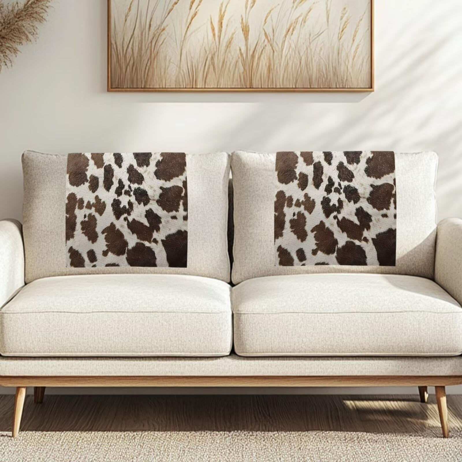 NETILGEN Brown Cowhide Print Recliner Headrest Protector Wrinkle Resistant Backrest Cover Furniture Protector for Recliner Leather Sofa Couch 2 Pack