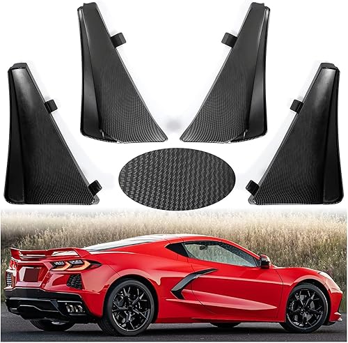 KUAFU 4 guardabarros delanteros y traseros compatibles con Chevy Chevrolet Corvette C8 2020-2023, repuesto para 84263453 84263457 aletas de barro,