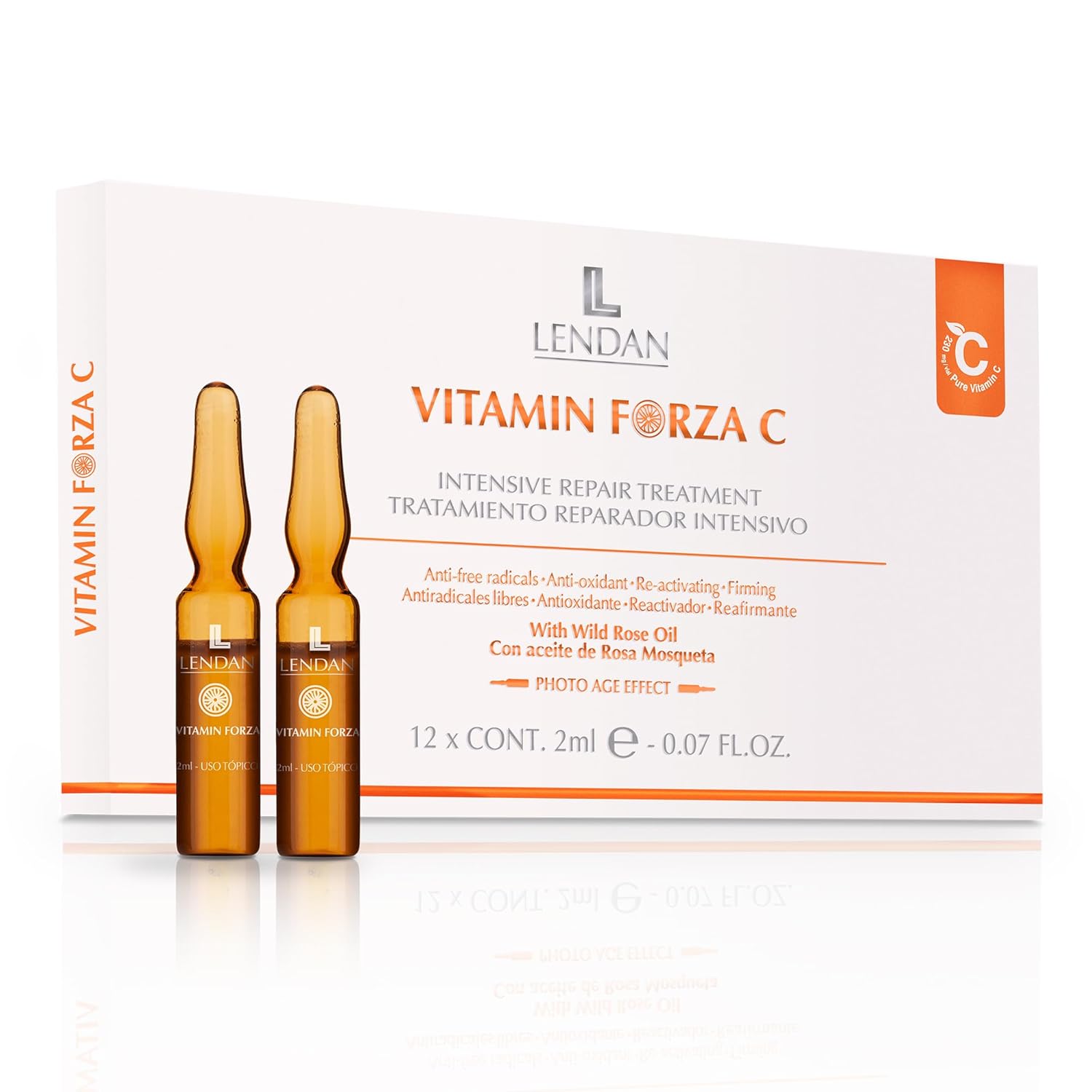 LENDAN – Vitamin C Ampoules – 12 x 2 ml – Intensive Radiance Treatment – Helps Promote Skin Radiance and Smoothness – Enhances Skin Glow