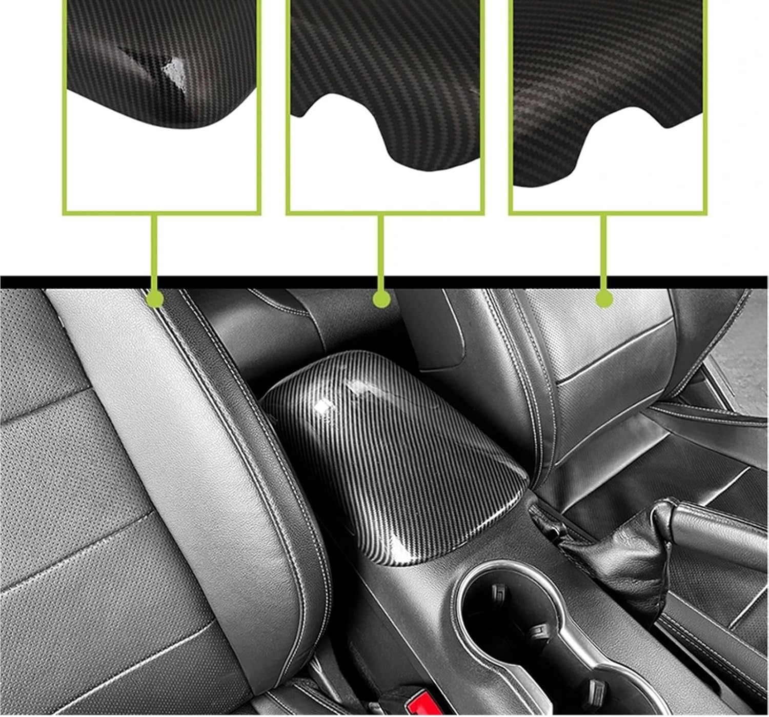 Carbon Fiber Pattern Car Center Console Armrest Box Cover Trim Compatible With Ford Mustang 2015 Up,Auto Interior Accessories(Carbon Fiber look)