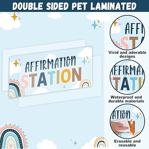 Miniatura 3 de Juego de tablón de anuncios de estación de afirmación bohemia, tablero de anuncios arcoíris para decoración de aula, carteles motivacionales hippie,