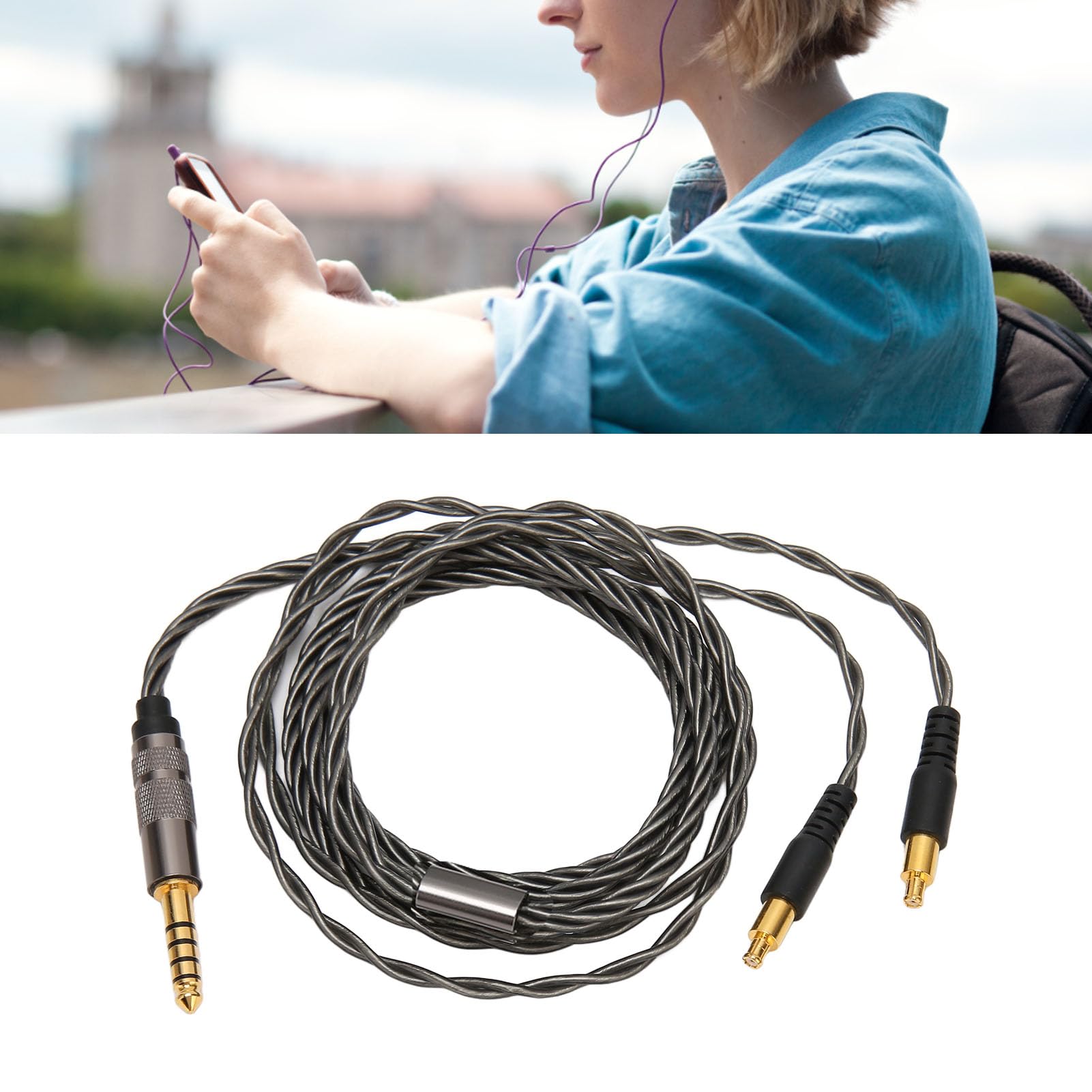 Câble Audio Remplacement 3.5 Mm Saluaqui Câble De Mise à Niveau De Prise 4,4 Mm Pour ATH MSR7B SR9 ES750 ES770H ESW950 ESW990H ADX5000 AP2000Ti Et Autres écouteurs Cuivre OFC Qualité Sonore