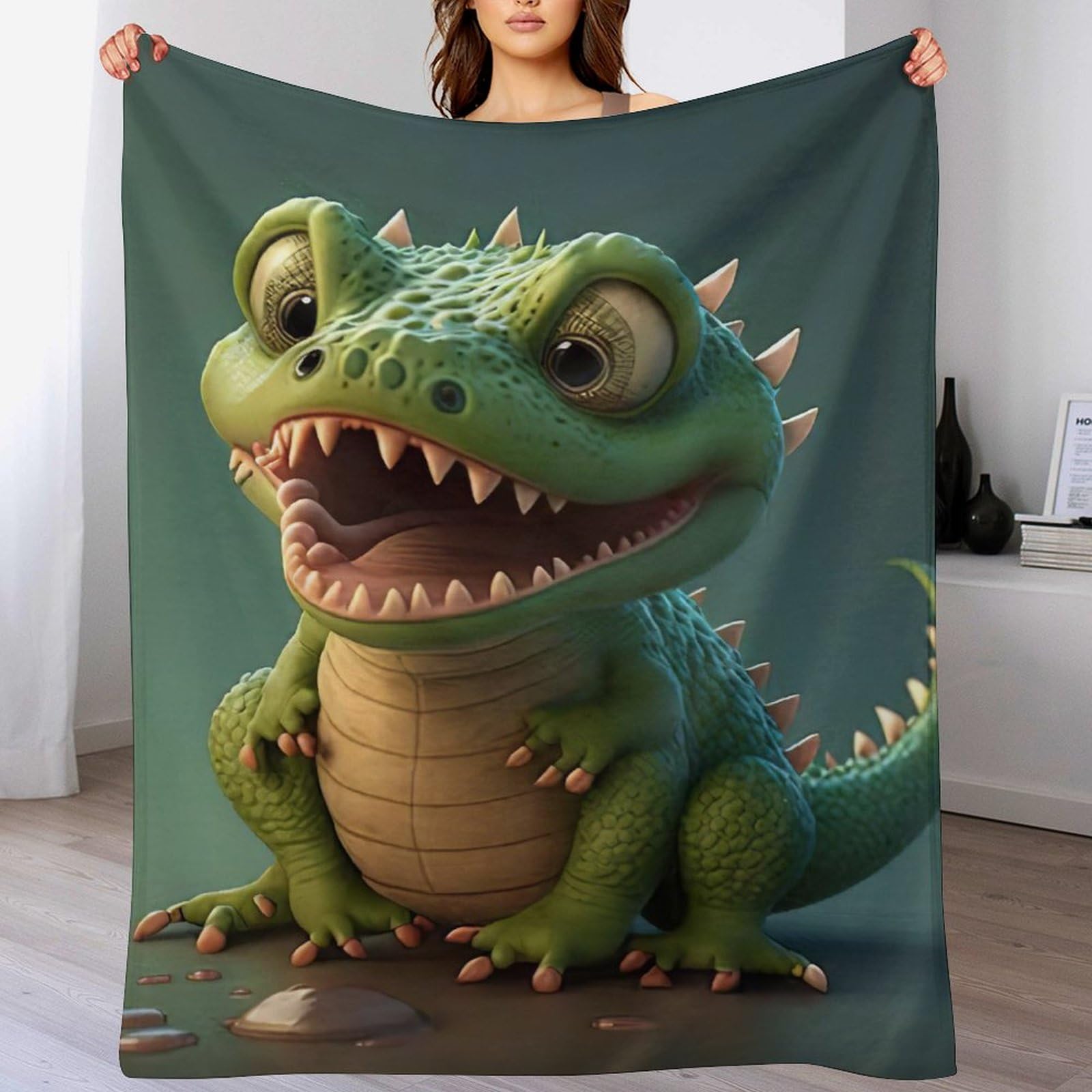 Couvre-lit Crocodile en flannel de 140x180cm, jeté de canapé idéal