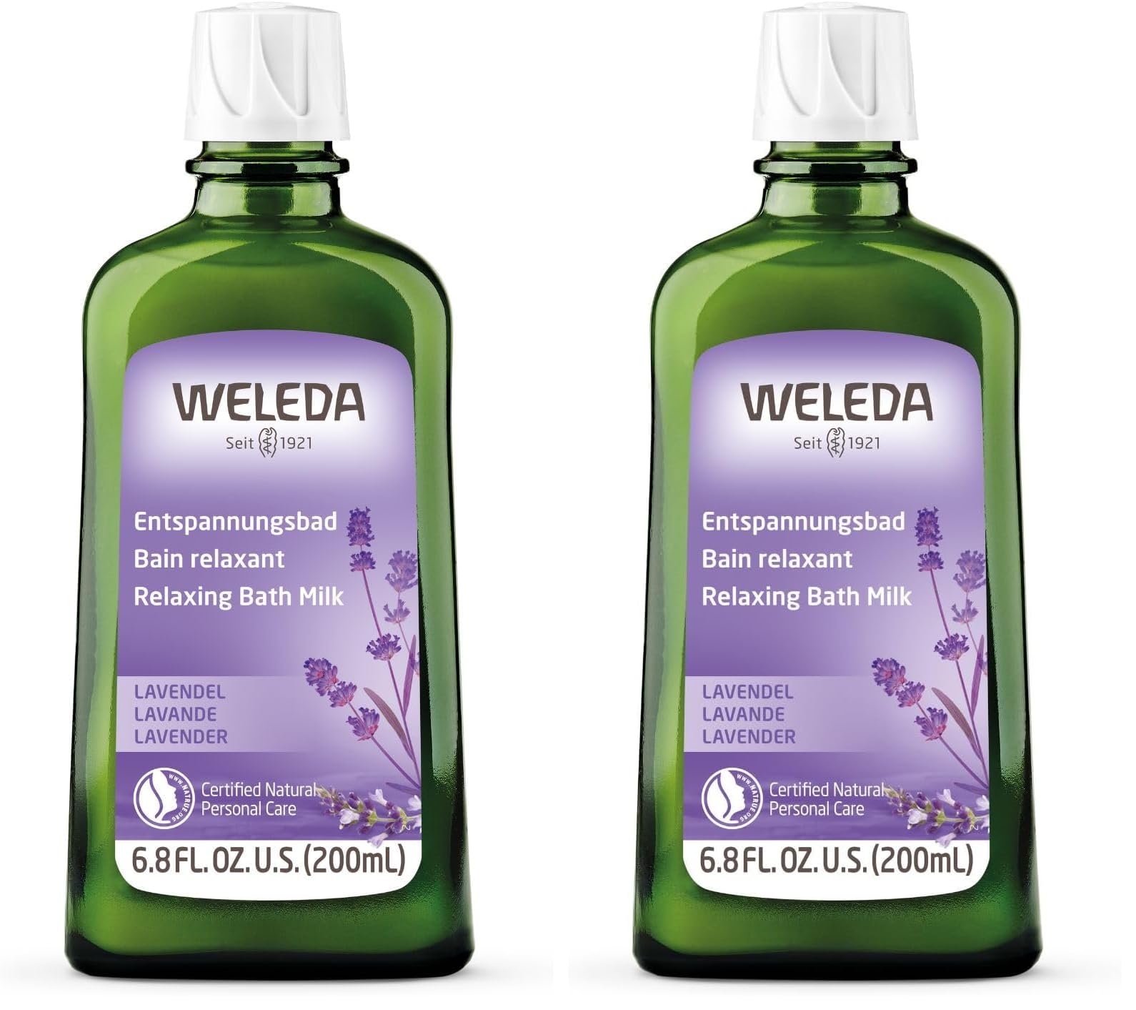 WELEDA Bio Lavendel Entspannungsbad, Naturkosmetik Gesundheitsbad mit echtem Lavendelöl zur Beruhigung der Sinne und für guten Schlaf (1 x 200 ml) (Packung mit 2)