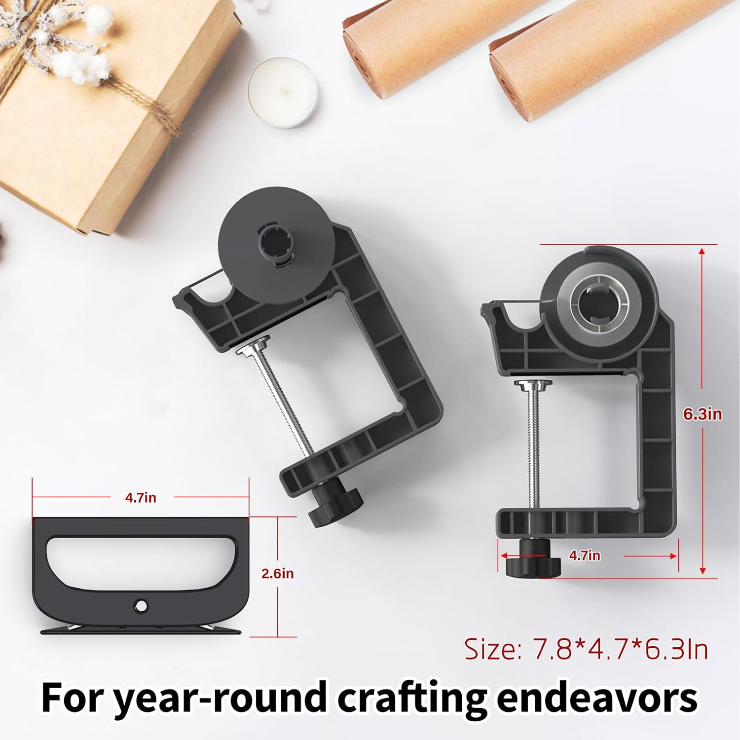 Tabletop Gift Wrapping Tool with Tape Dispenser & Cutter–2 Pack Adjustable Wrapping Paper Table Clamps with 2 Tapes–Perfect for Valentine's Day, Holidays, and Crafting