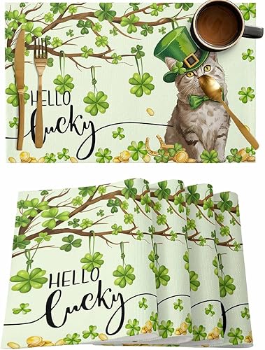 Vista 140 de Juego de 6 manteles individuales rojos para el día de San Valentín, diseño de corazón de San Valentín, resistentes al calor, lavables, manteles