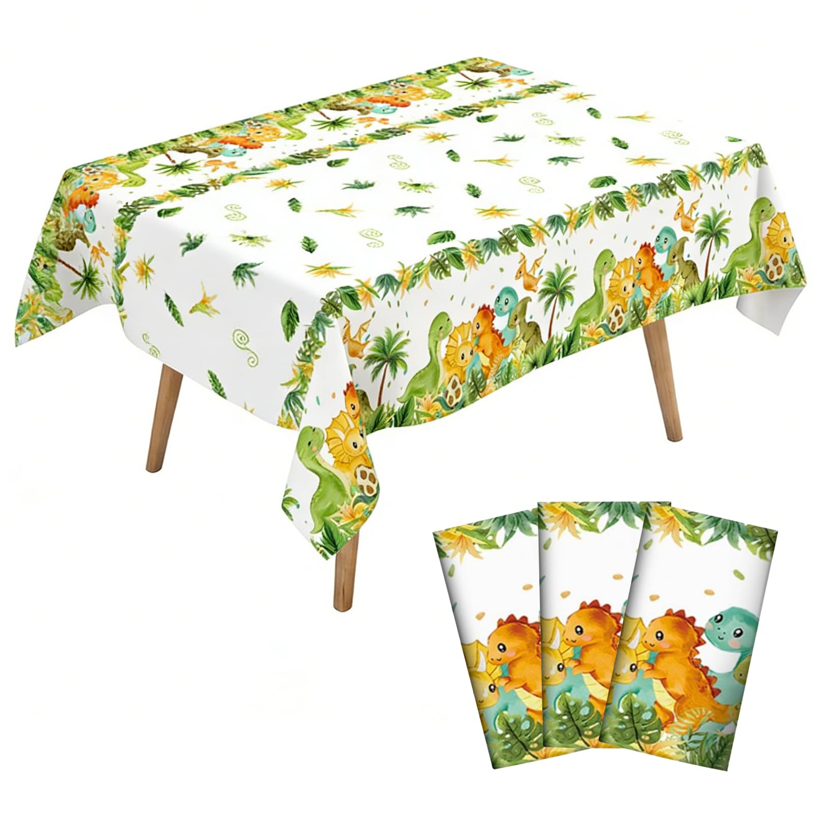 Vxcvzv 3 Pack Jungle Animal Tablecloths 220x130cm Waterproof Birthday Party Decorations for Kids Baby Shower Safari Theme Party Supplies (3, dinosaur, 220 * 130cm)