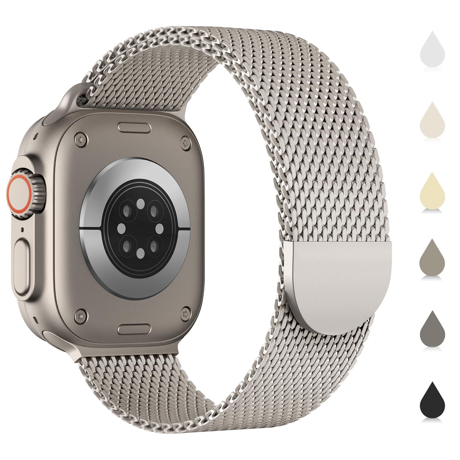 Original Milanese Metal Band Compatible with Apple Watch Bands 44mm/45mm/46mm/49mm/42mm(Series 3 2 1) for Men Women, Stainless Steel Mesh strap for