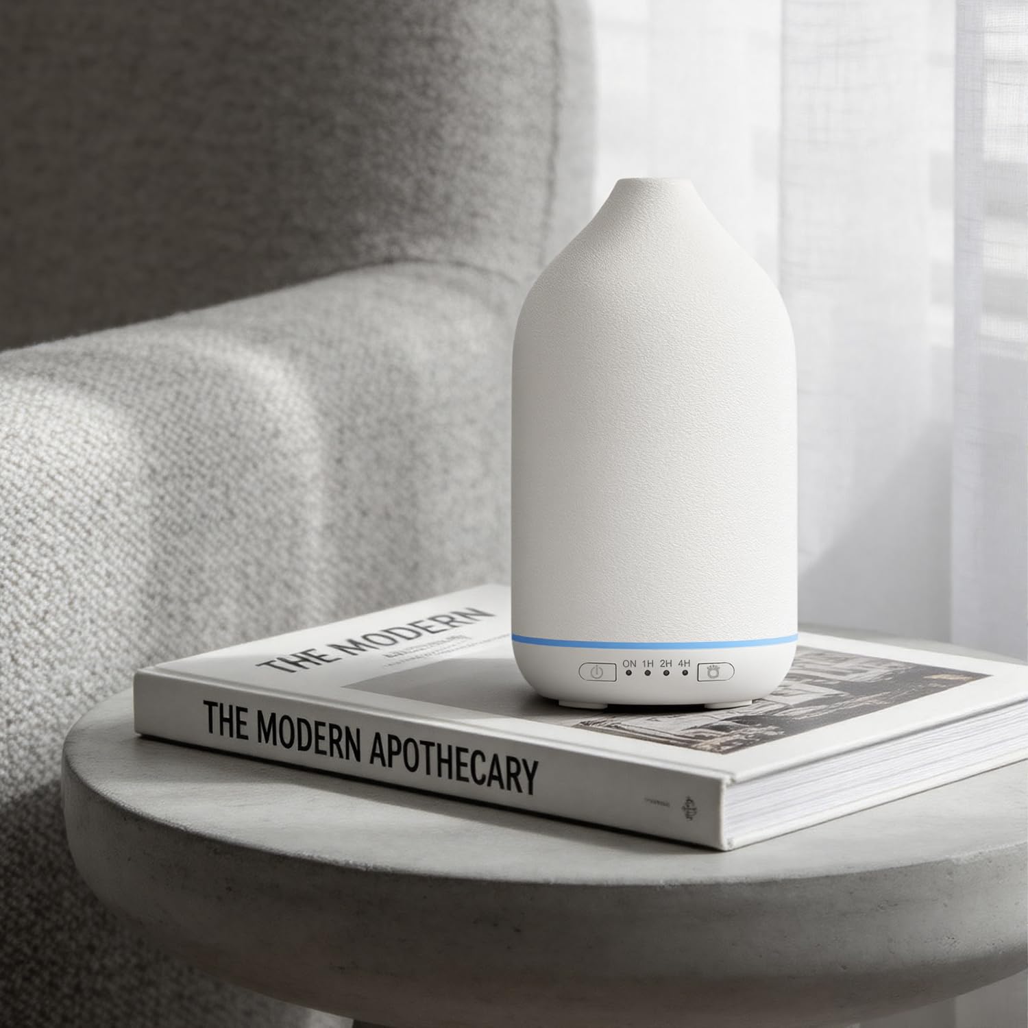 SALKING Aroma Diffuser Keramik Diffusor für Ätherische Öle - Duftöl Duftdiffusor Ultraschall BPA-Frei mit Einstellbarem Nebelmodus, Automatisch Power-Off Leise für Zuhause Büro Yoga 200ML Weiß