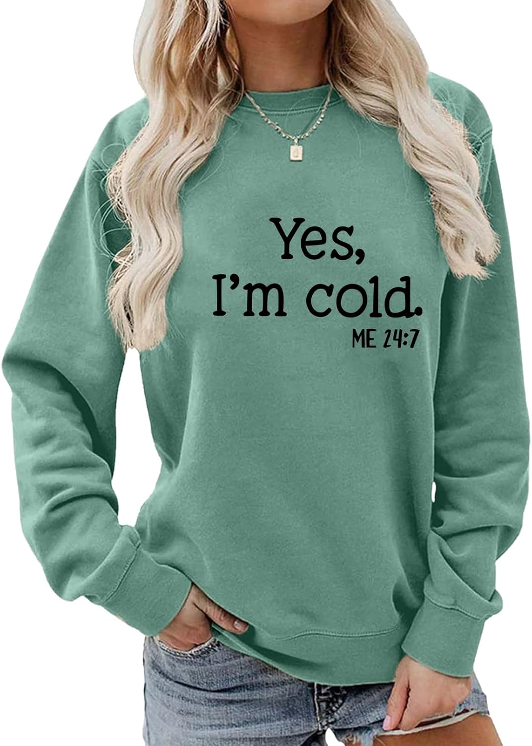 BLACKMYTH Women Graphic Cute I'm Cold Sweaters Drop Shloulder Sweatshirts