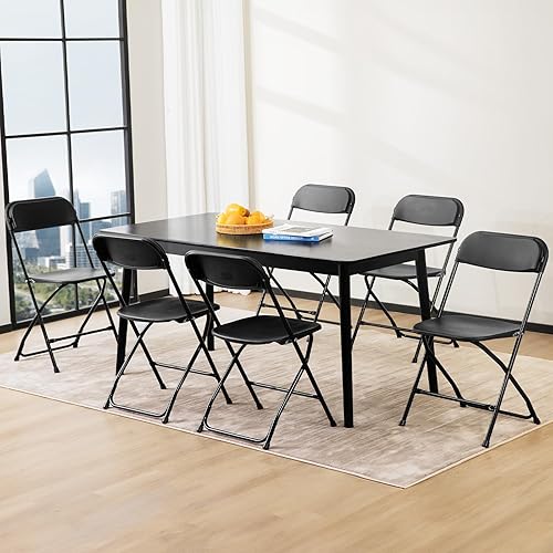 Miniatura 8 de Sweetcrispy Paquete de 8 sillas plegables, sillas plegables de plástico con capacidad de 330 libras, silla portátil de metal resistente, fácil de