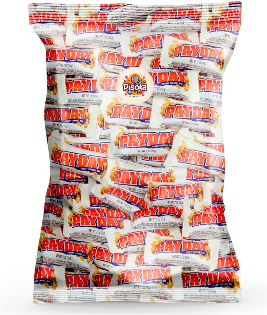 Pay-Day Peanut Caramel Bars - Fun Size Candy Bar - Approx 40 Peanut Caramel Bars (2 LB, Pay Day)