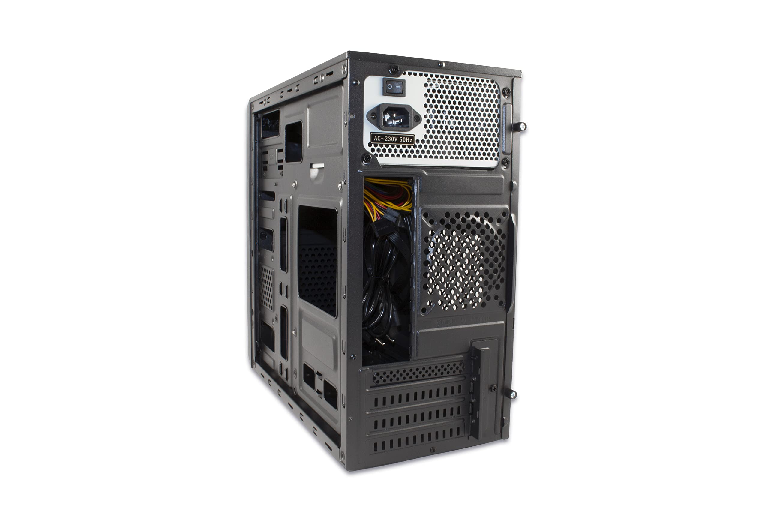 PC Case MPC-28 - Caja PC Micro ATX y Mini ITX con Fuente de Alimentación EP500, 2 x USB3.0 Frontales, Soporte para Candado, Compatible con Gráficas de hasta 29cm de Largo. Color Negro