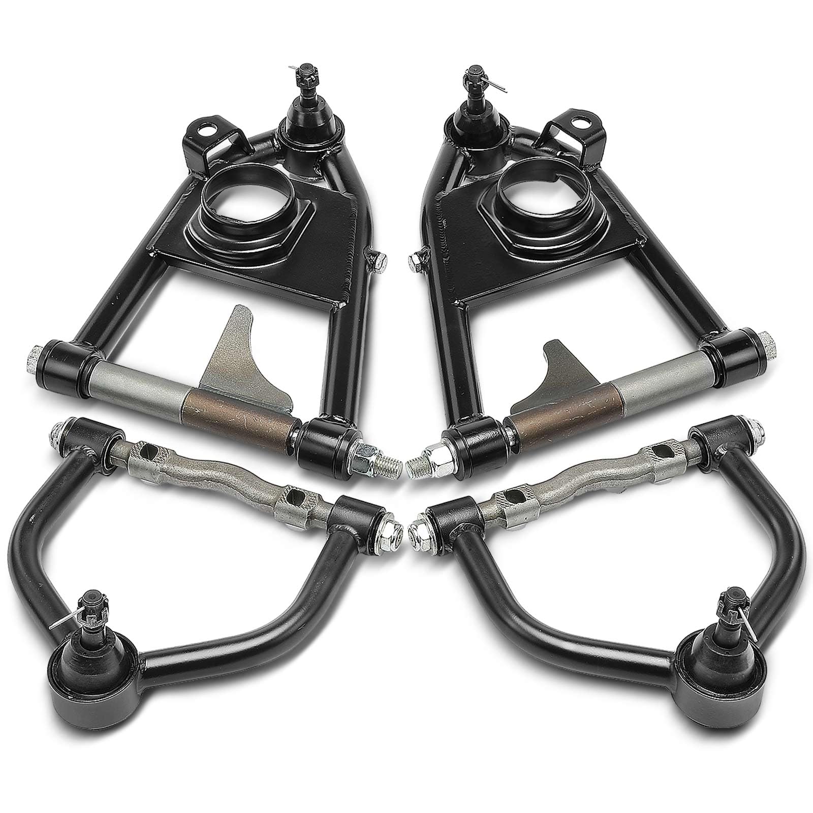 A-Premium Set of 4, Front Upper & Lower Tubular Control Arm Kit, with Ball Joint & Bushing, Compatible with Ford Mustang II 1974 1975 1976 1977 1978