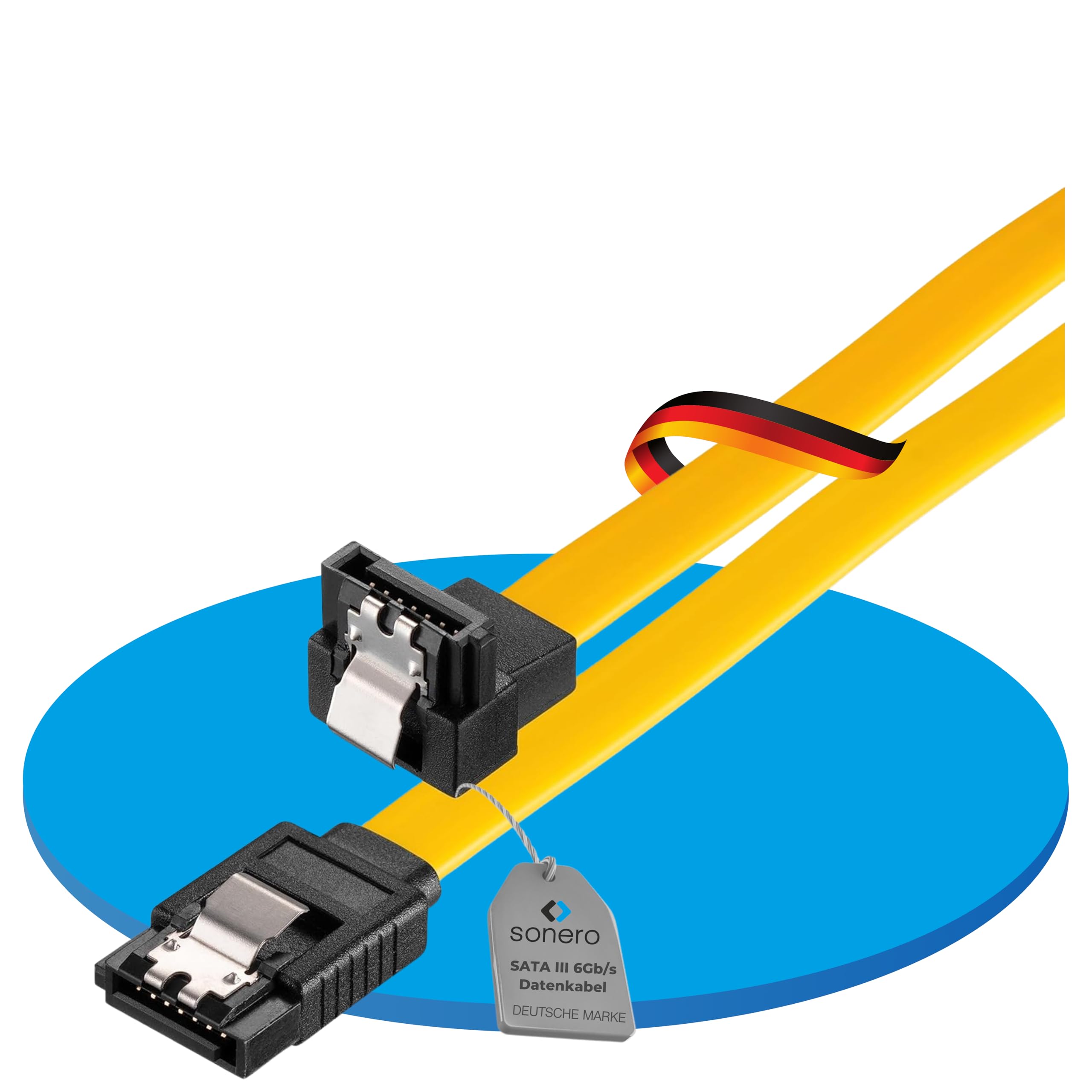 Sonero® SATA III 6Gb/s Datenkabel, 0,30m, gewinkelt, gelb