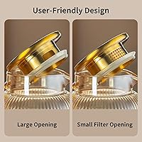 Vista 4 de Paquete de 2 jarras de vidrio con tapa, 68 onzas/2 litros ámbar clásicas verticales a rayas, jarra de agua de vidrio para preparación fría, café