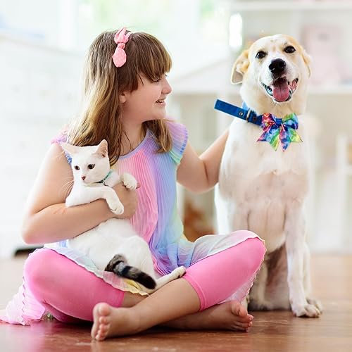 Miniatura 6 de Wesiti 80 lazos para perros pequeños, patrones surtidos, corbatín para mascotas, collar de corbatín para gato, lazo para cachorros pequeños y