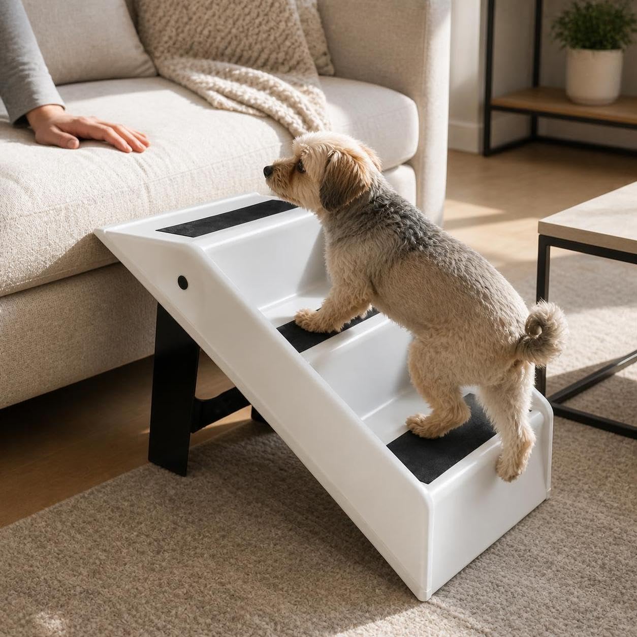 Pieghevole per Animali Domestici con Rivestimento per Stabilità Struttura in Pp Facile da Pulire Adatta per Cani Anziani su Divano E Letto