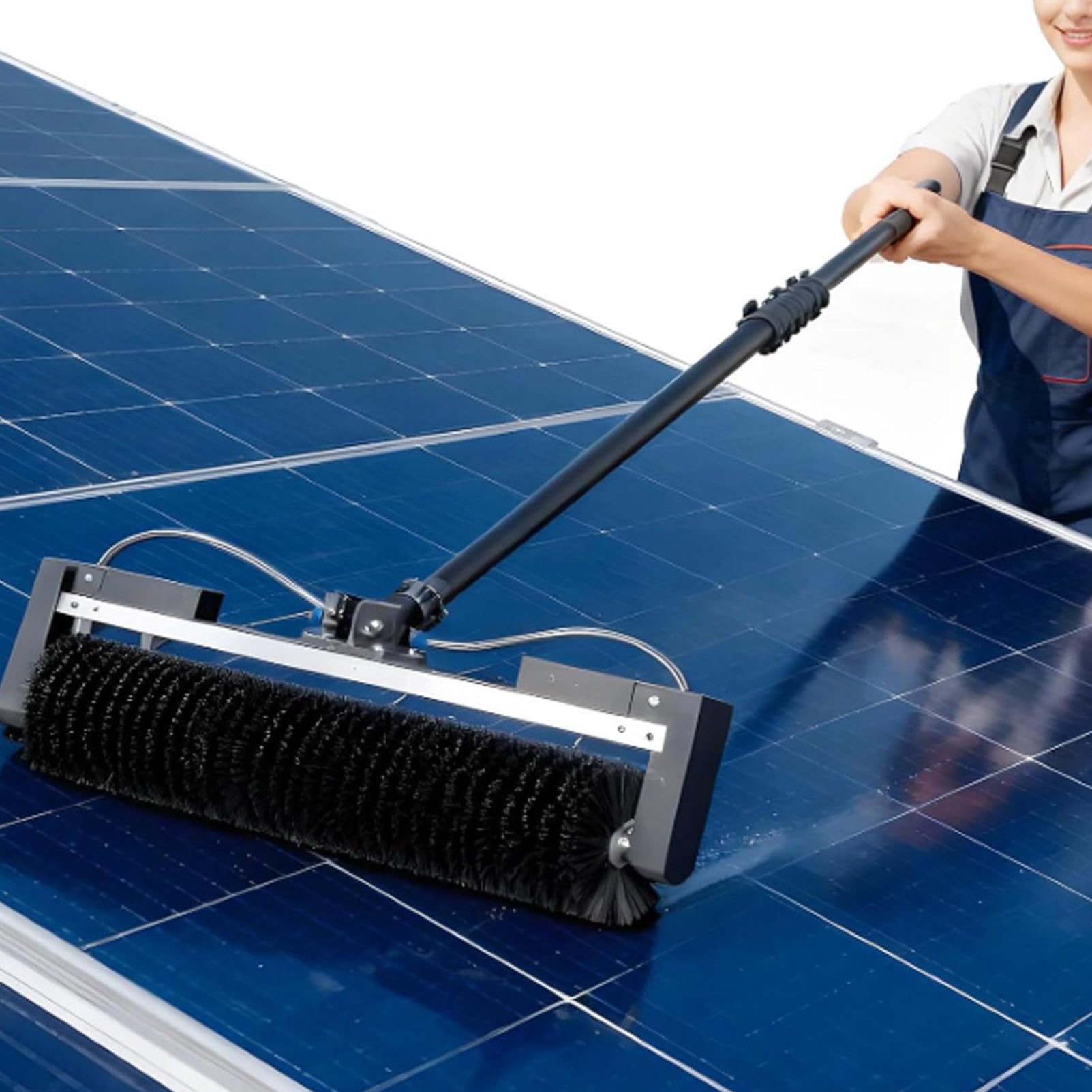 Cashwise Electric Solar Photovoltaic Panel Cleaning Tool, Outdoor Telescopic Photovoltaic Cleaning Brush, Solar Panel Roller Brush, Adjustable Water Fed Rod LithiumBattery-7.5m/24.6ft