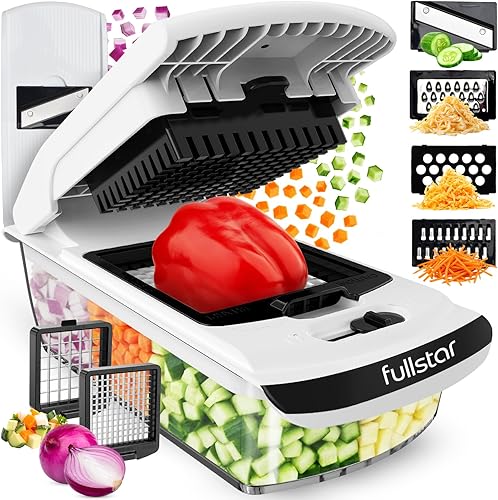 Vista 20 de Fullstar The Original Pro Chopper - Picador de verduras y espiralizador, picador de alimentos con recipiente, rebanador de frutas, utensilios