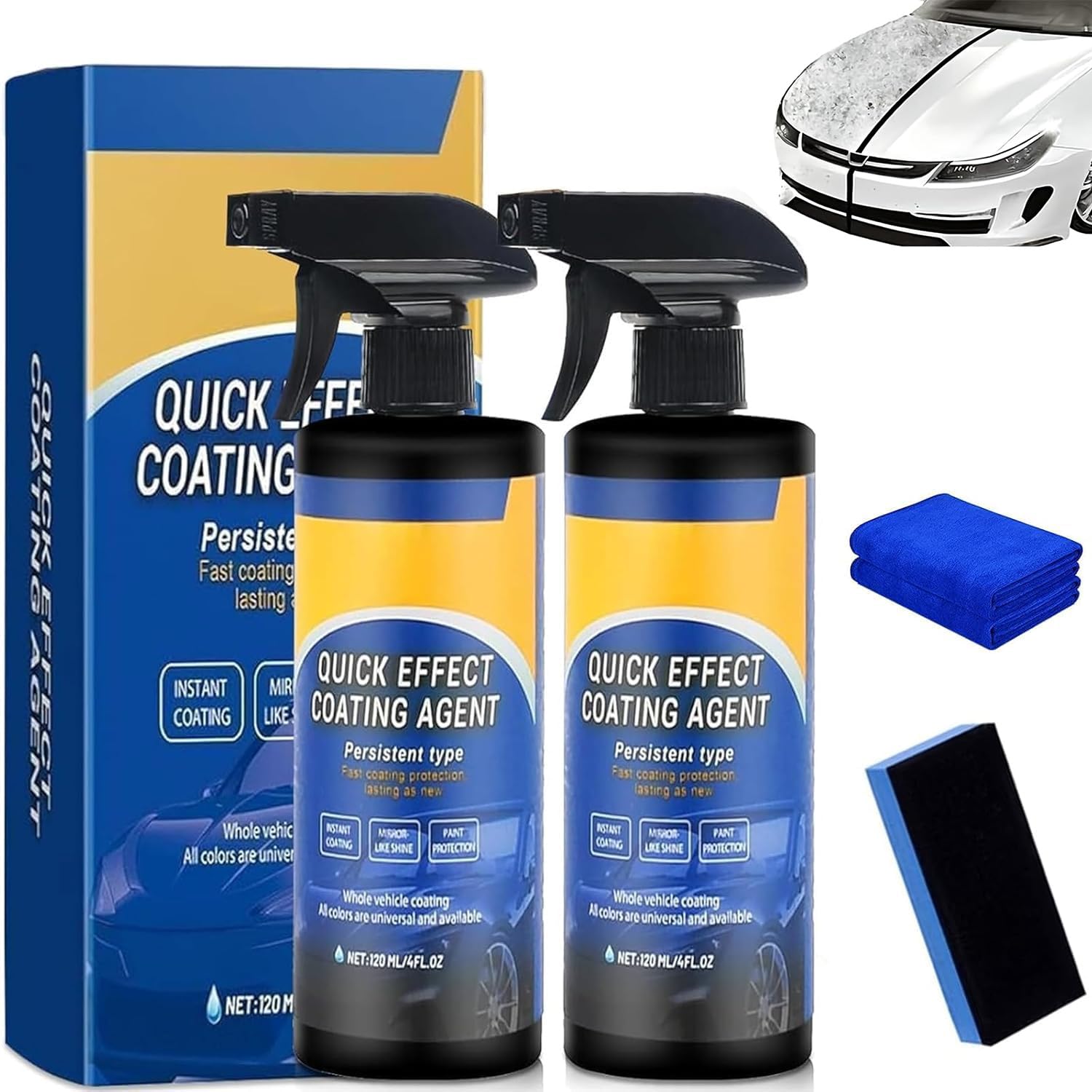 2PCS Quick Effect Coating Agent, 3-in-1 auto Beschichtungsspray, Autopolitur Coating Agent Sprays combines Reparieren, Aufhellen und Schützen, Beschichtungsmittel