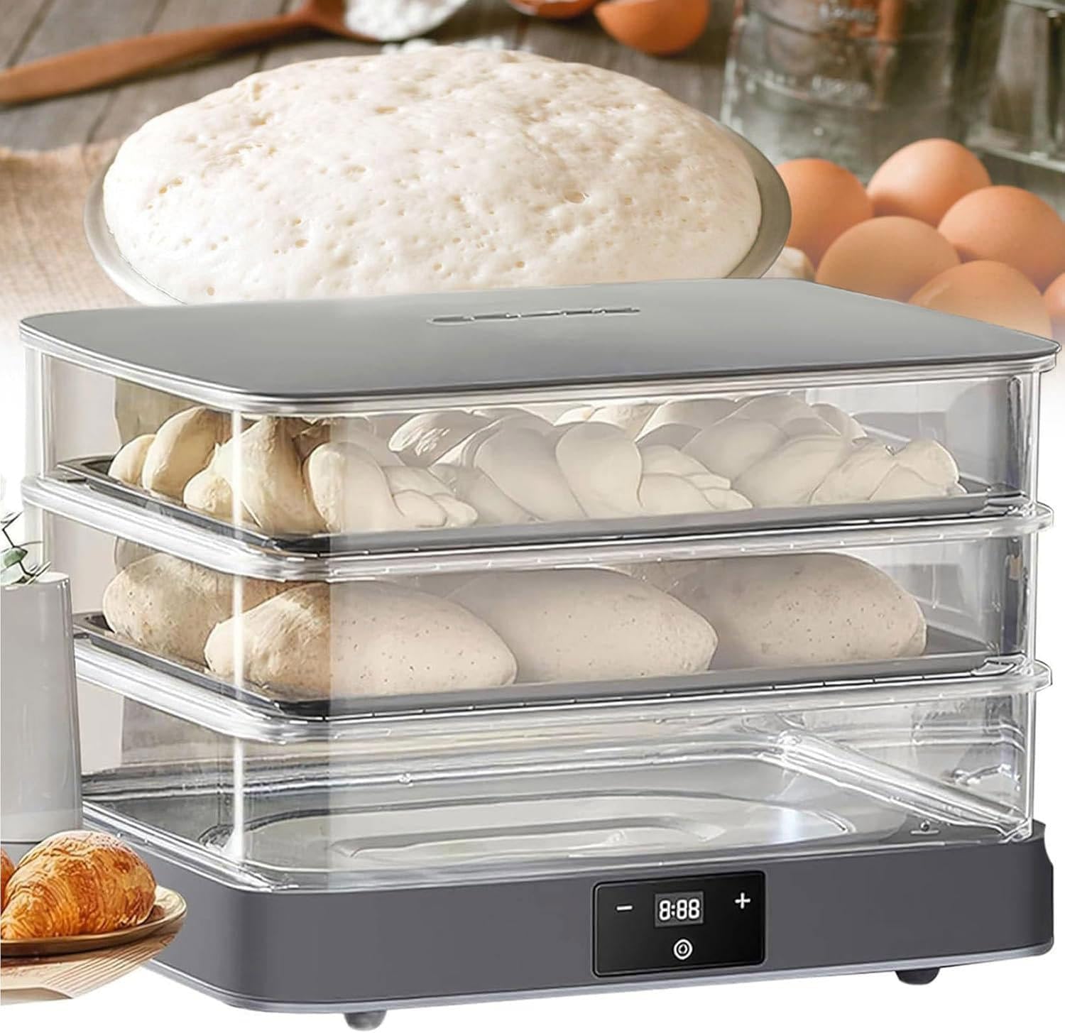 40L Electric Bread Proofer Box, Adjustable Temperature 68℉-122℉, 2-Layer Sourdough Fermentation Chamber, Timing 1min-24h, Ideal for Baking and Food Heating
