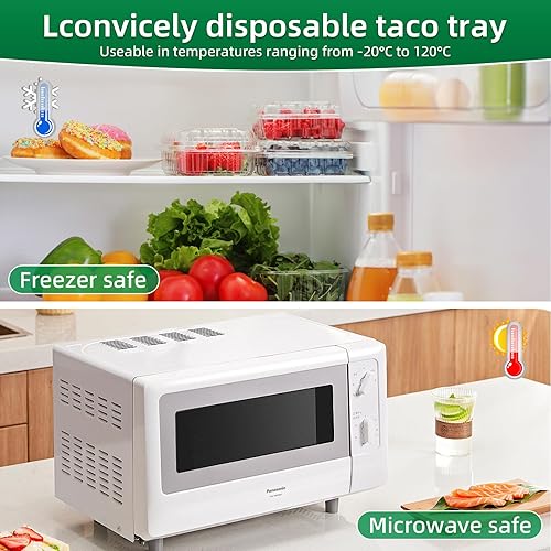 Miniatura 7 de Soportes desechables para tacos para fiesta, platos de fibra de pulpa de bagazo con 3 divisores para reunión, bandeja de fiesta, reciclable para