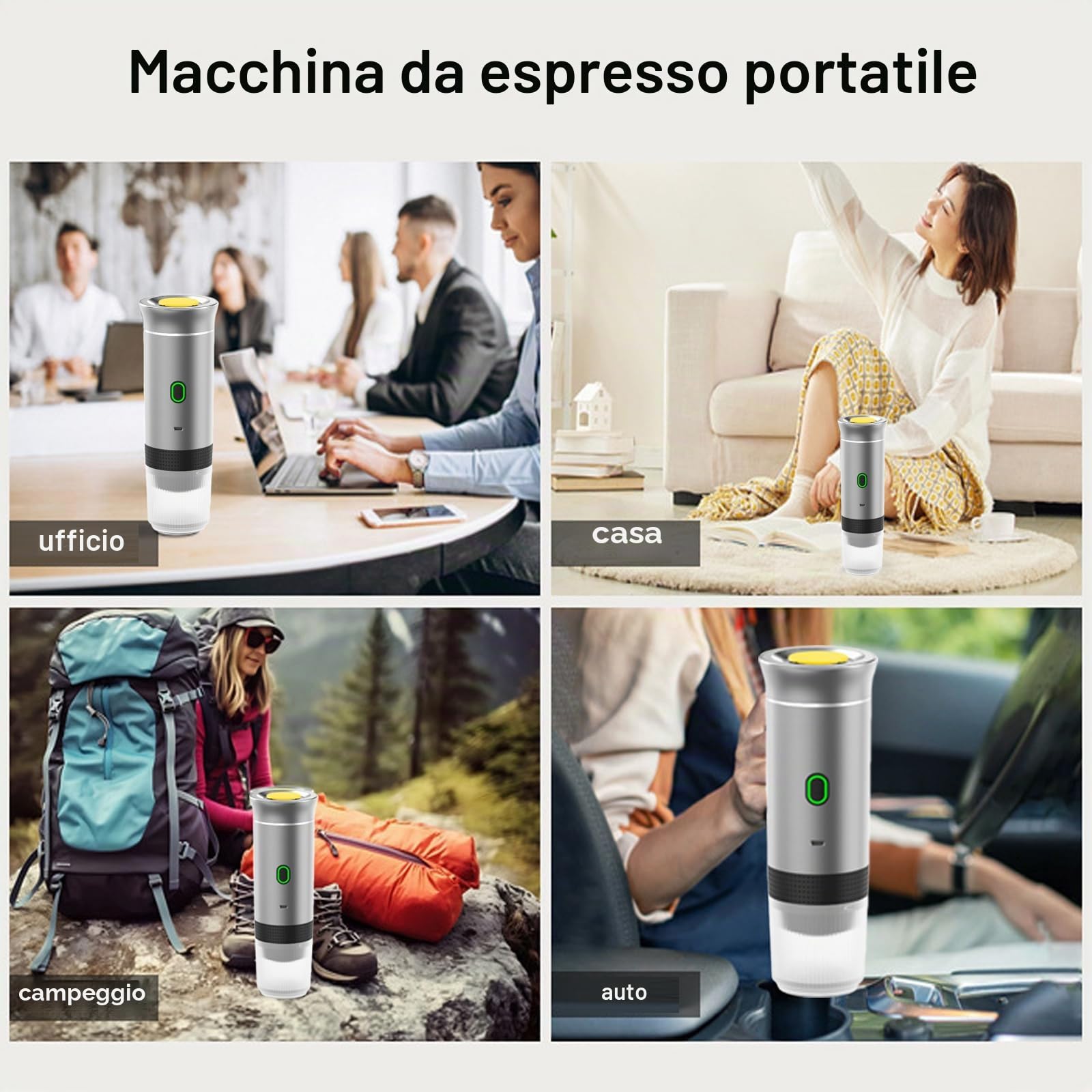 iFCOW Macchina per caffè espresso portatile, macchina da caffè espresso da viaggio piccola macchina da caffè elettrica per casa, viaggi, campeggio, escursionismo, ufficio